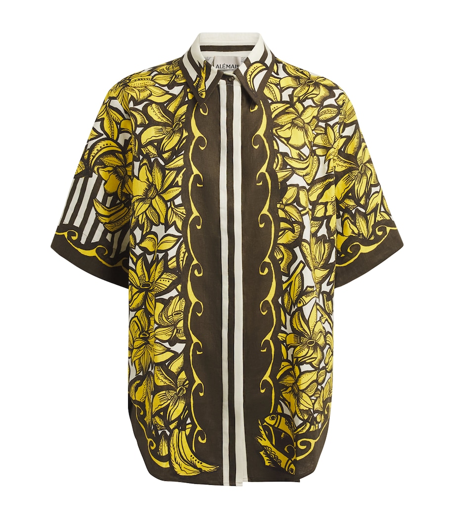 ALEMAIS Womens Hemp Printed Mona Shirt Yellow Image 1