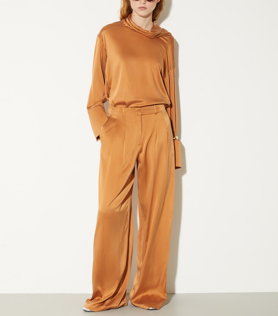 Stretch-Silk Cowl-Neck Blouse AMBER Image 4