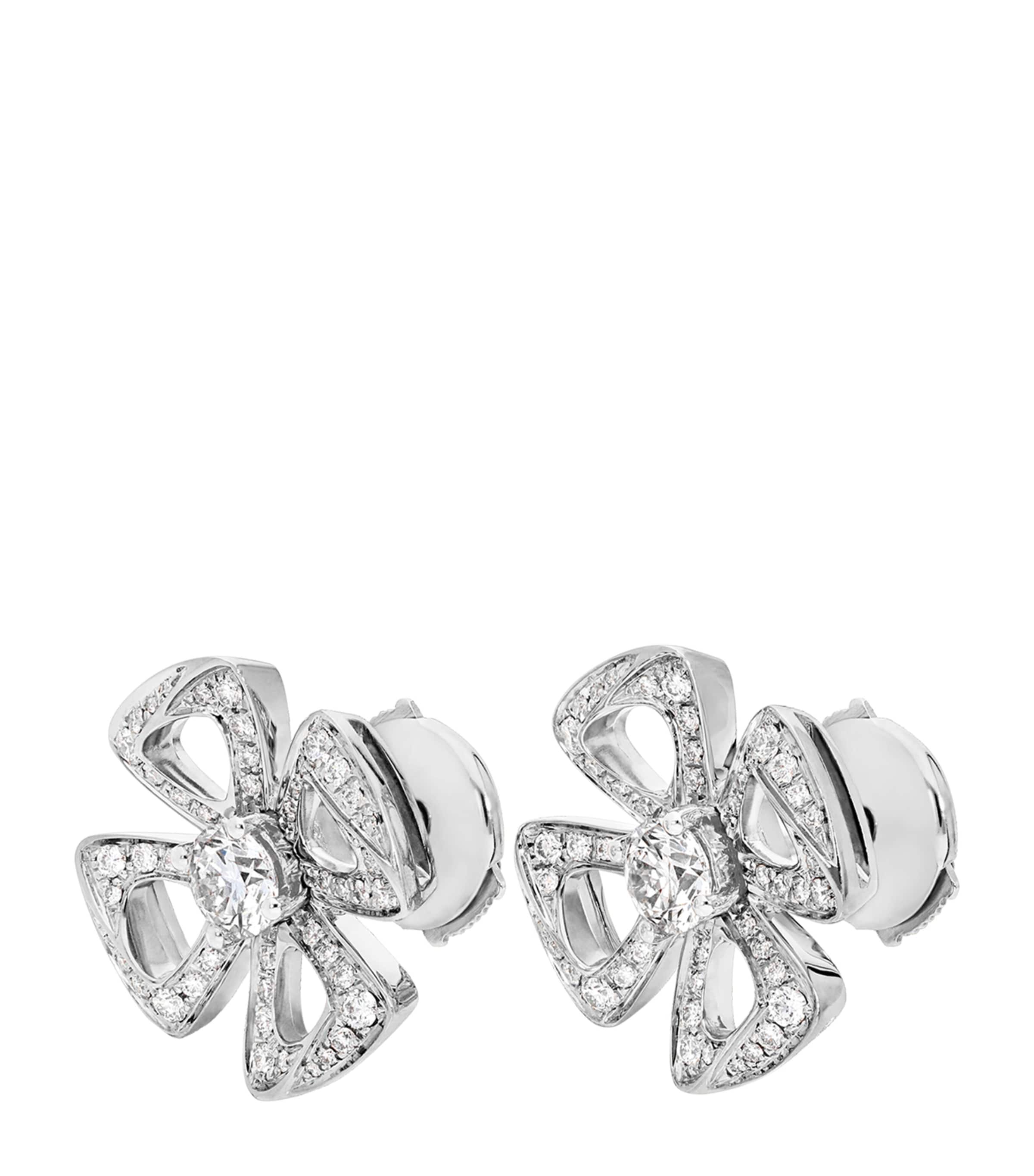 White Gold and Diamond Fiorever Stud Earrings WHITE GOLD Image 2