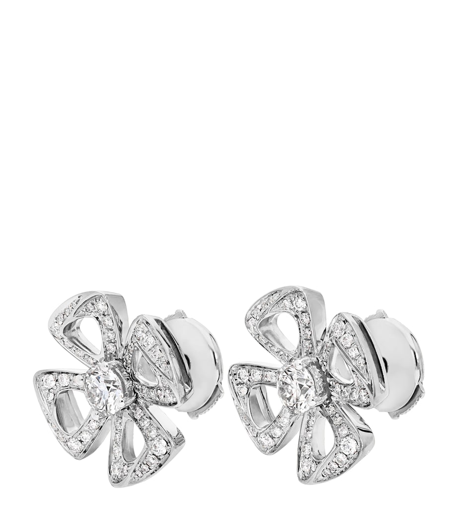 White Gold and Diamond Fiorever Stud Earrings WHITE GOLD Image 2