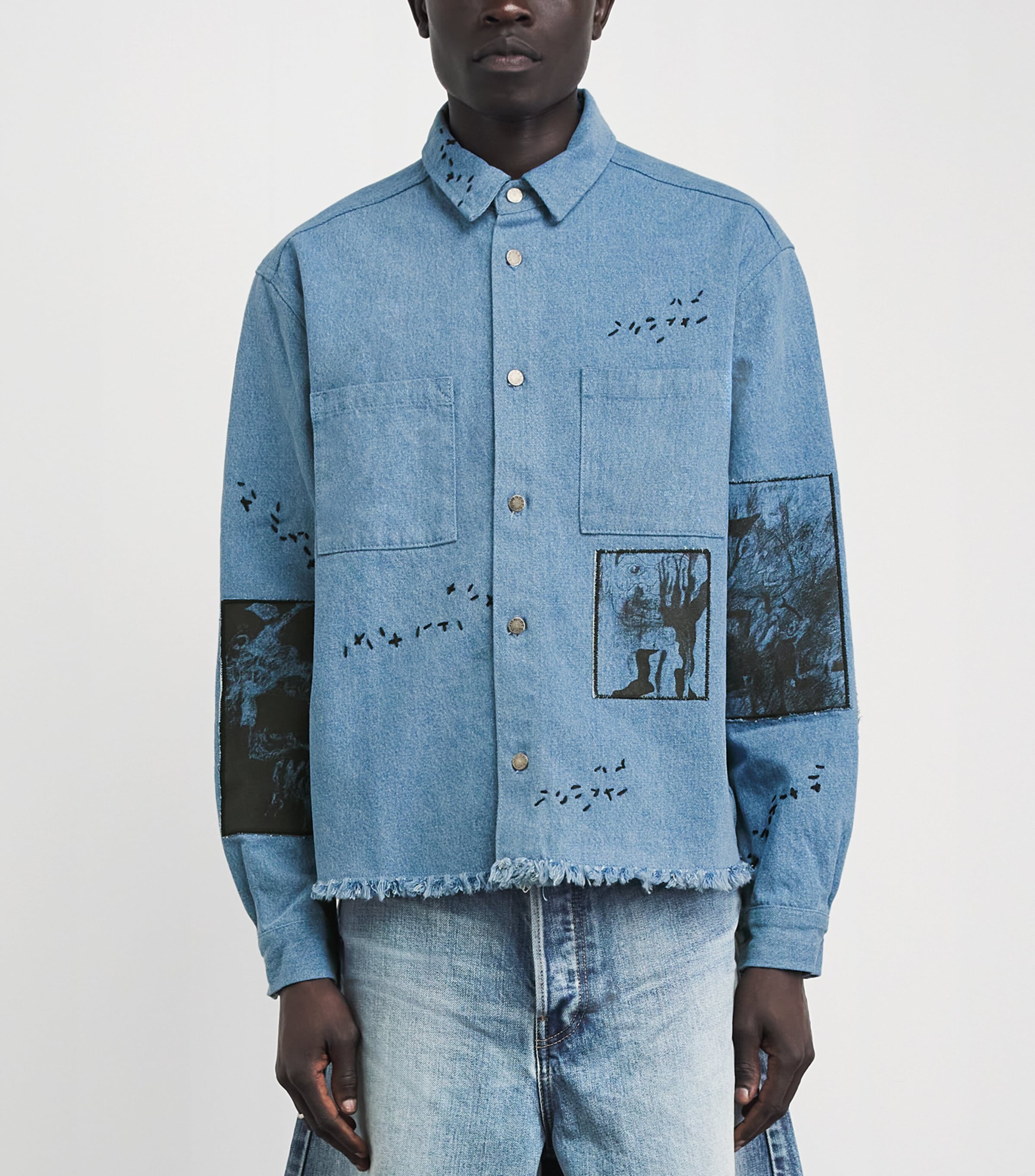 DOMREBEL Mens Denim Unskilled Worker Overshirt Denim Image 4