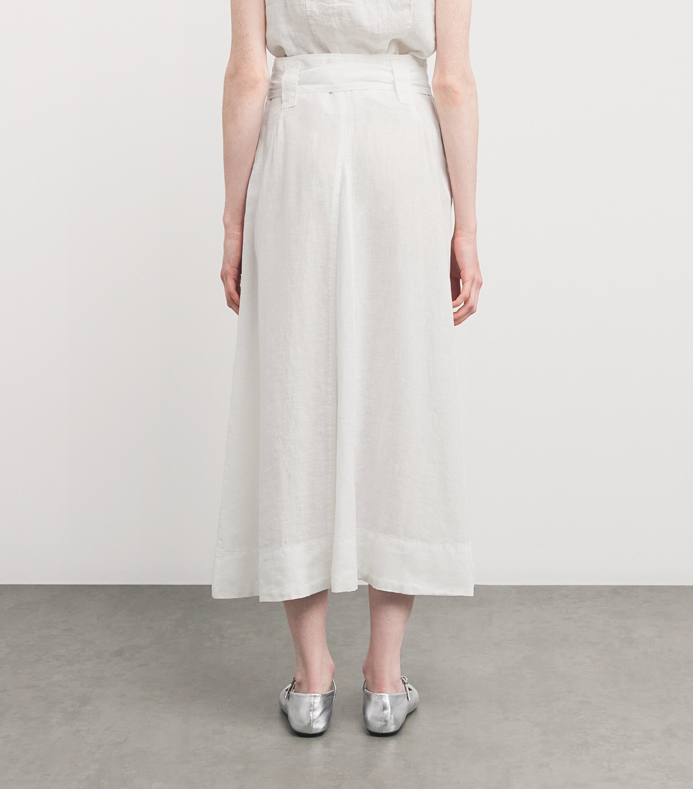 MAX&Co. Womens Linen Belted Midi Skirt Optical White Image 4