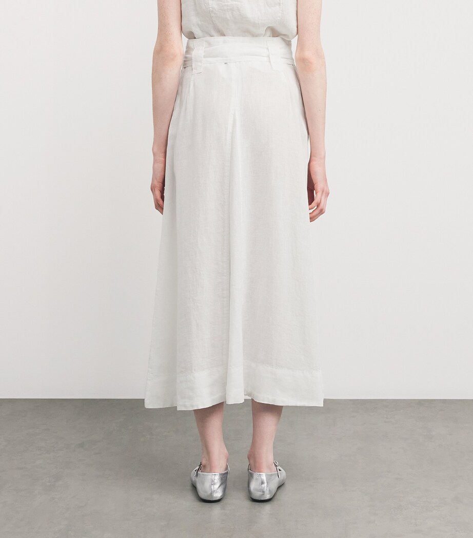 Linen Belted Midi Skirt OPTICAL WHITE Image 4