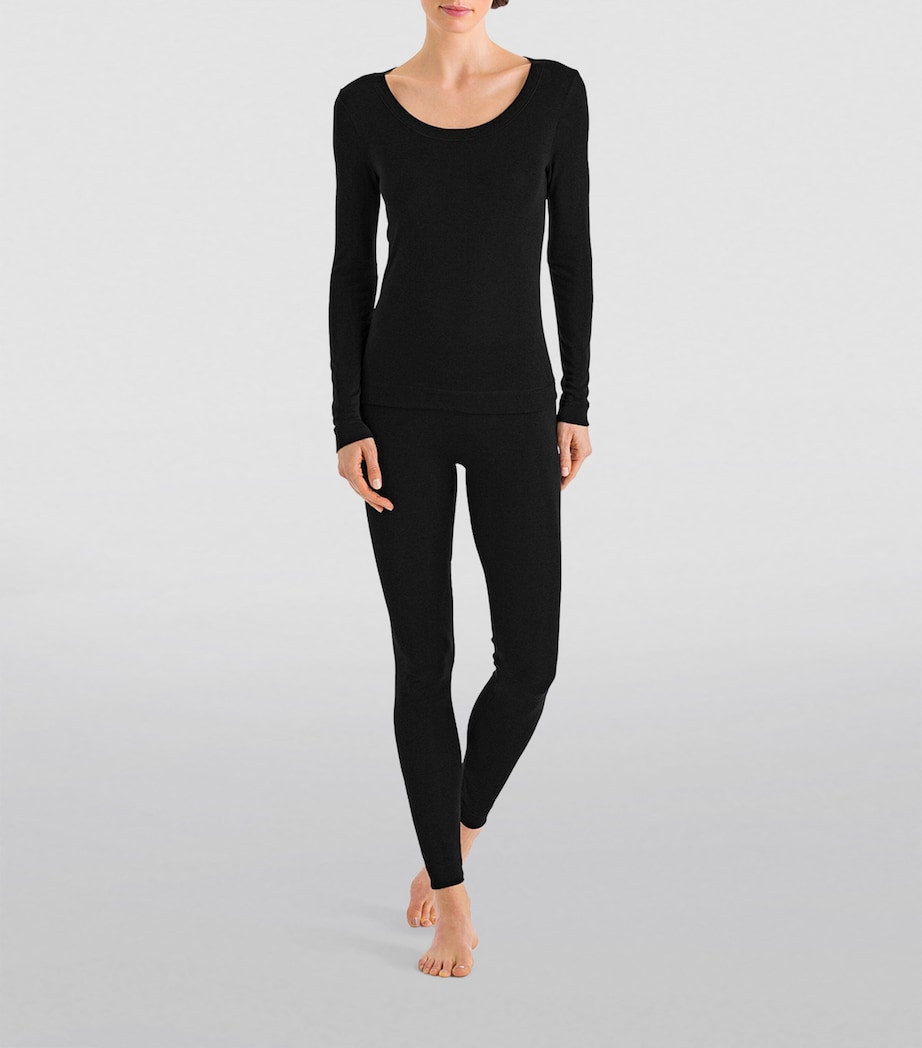 Silk-Cashmere Long-Sleeve Top BLACK Image 5