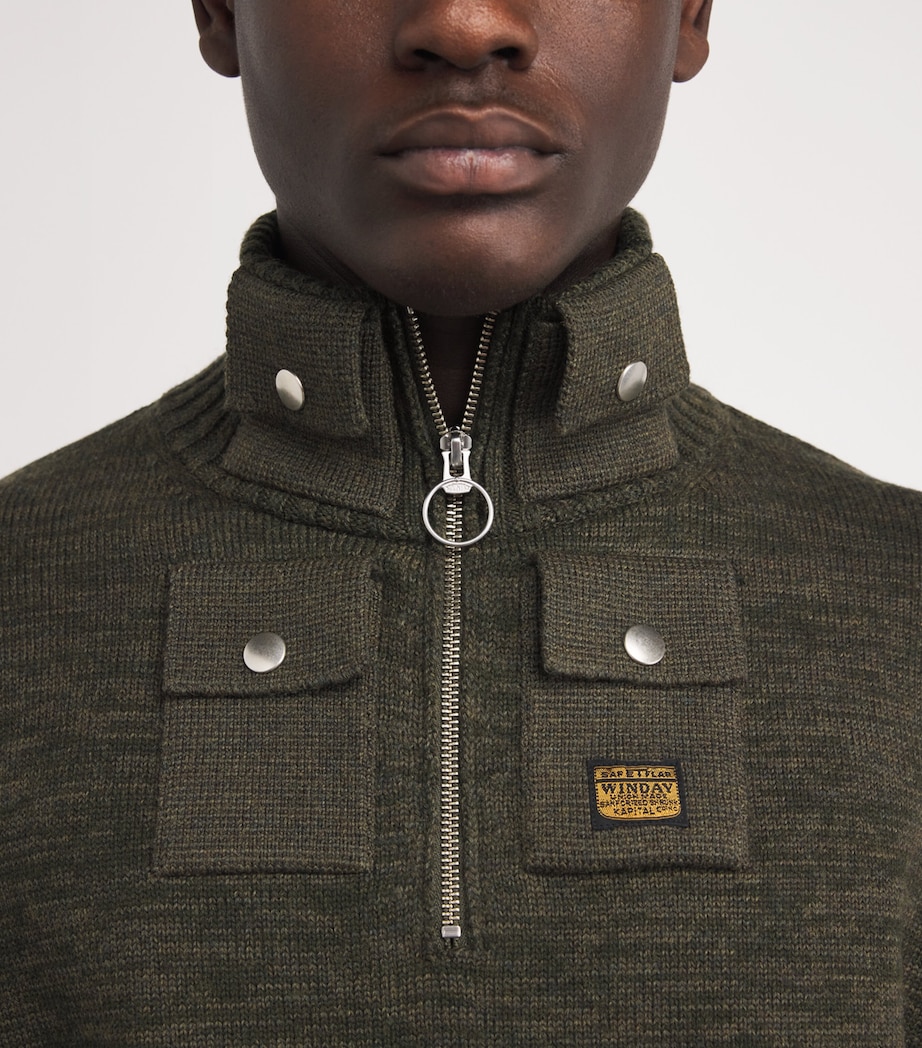 Wool Nickle Half-Zip Sweater KHAKI Image 6