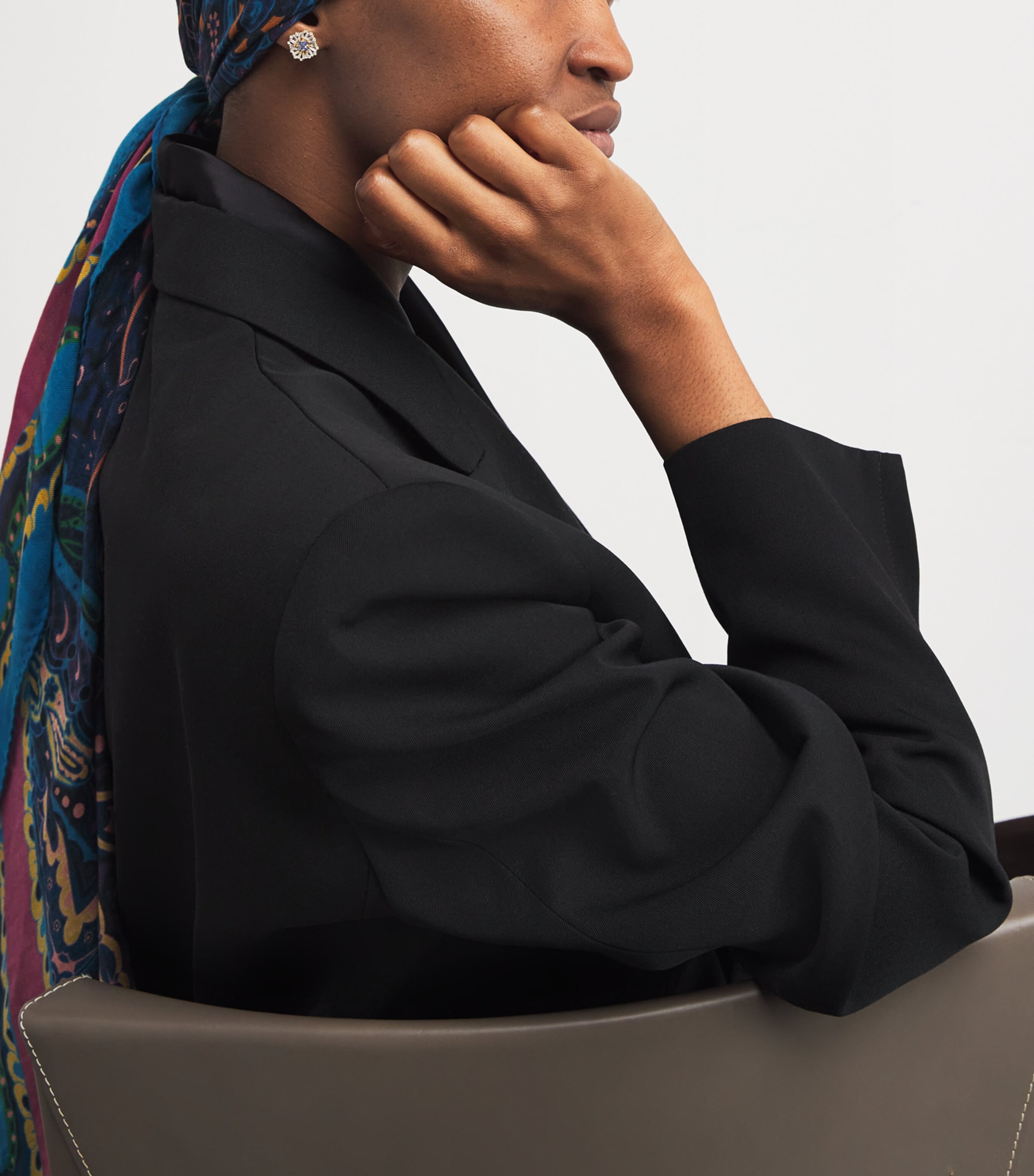 Yellow Gold, White Diamond and Sapphire Princess Earrings 18K YG/LB Image 2