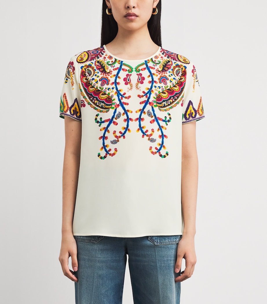 Silk Short-Sleeve Blouse X0800 Image 3