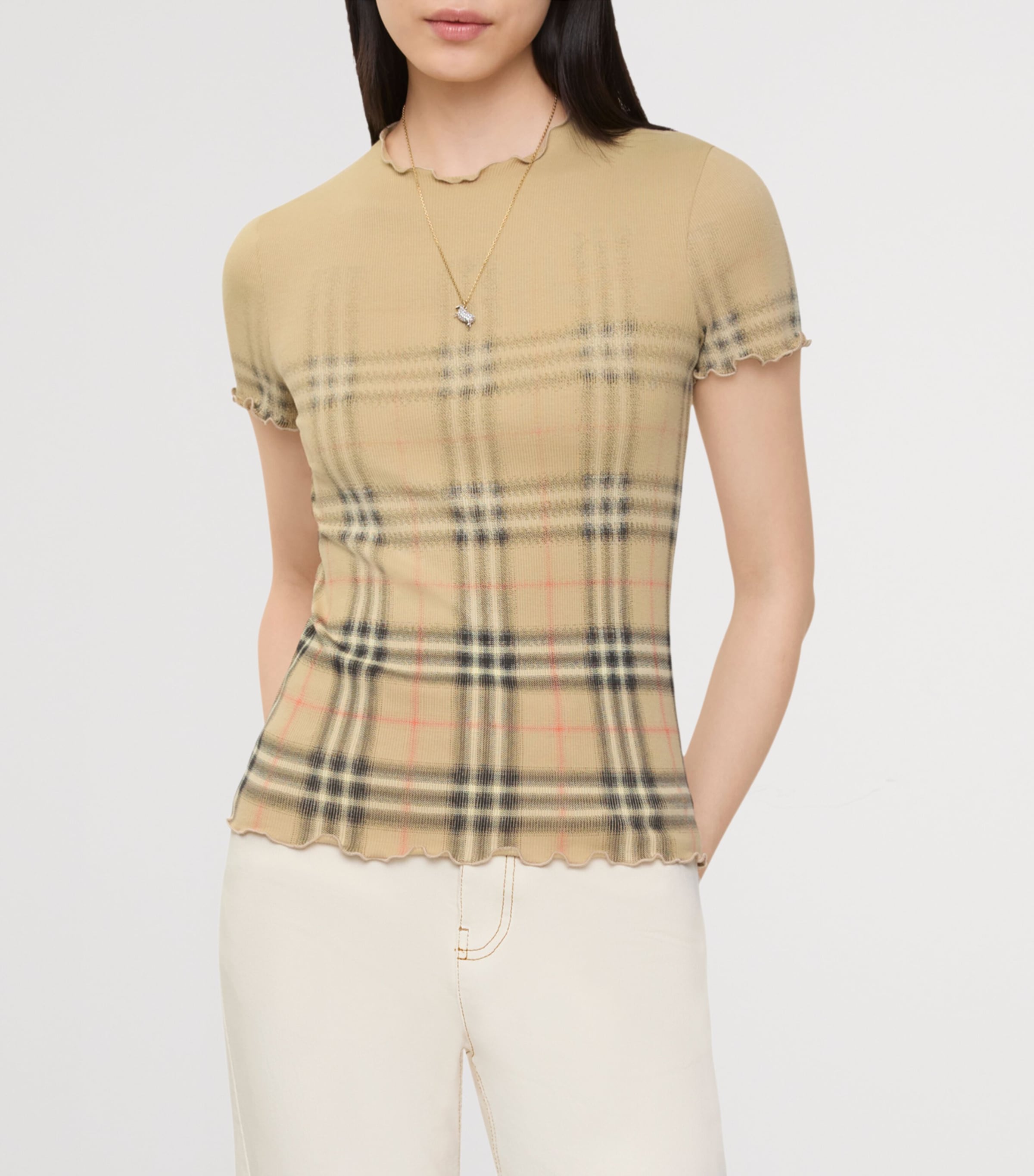Gradient Check T-Shirt SAND IP CHECK Image 2