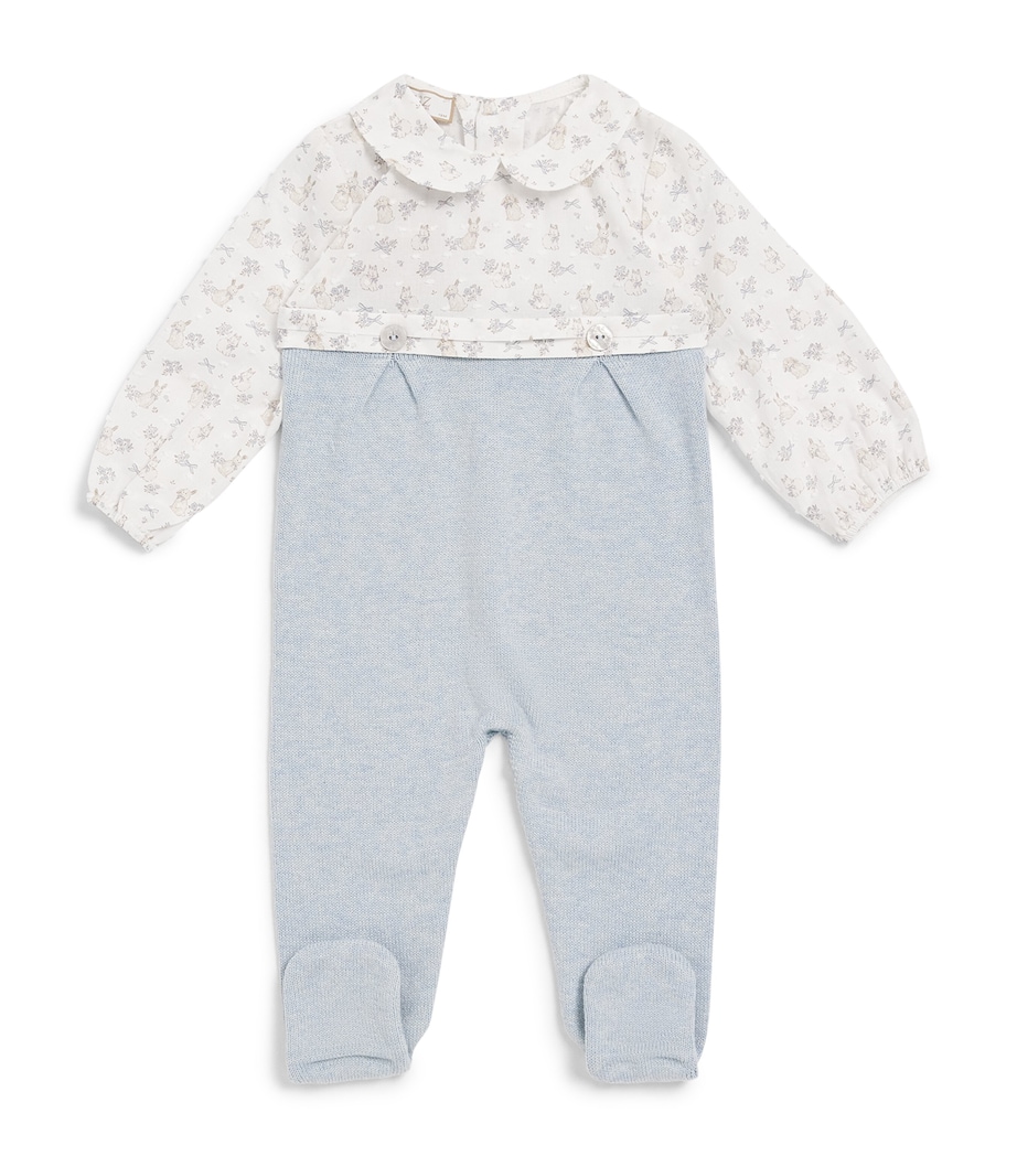 Paz Rodriguez Cotton Knit All-In-One (0-12 Months) Chalk Blue Image 1