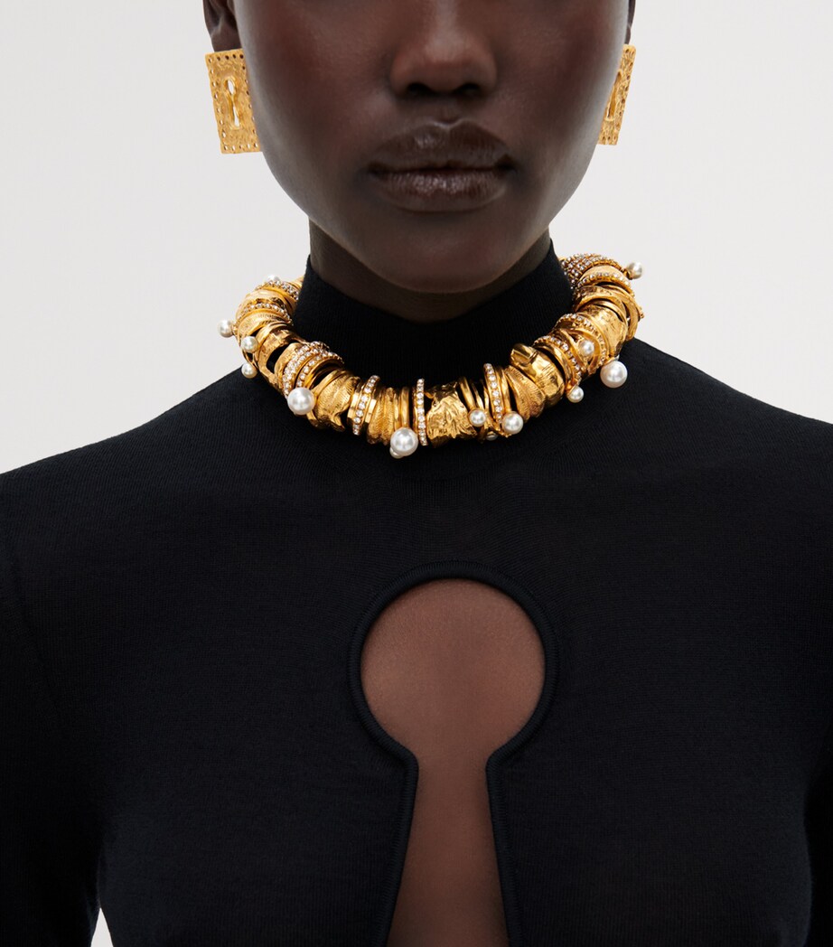 Schiaparelli Embellished Ring Necklace Opaque Gold Image 2