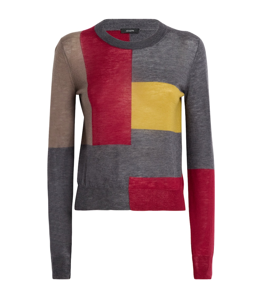 Cashmere Cashair Overlay Colour-Block Sweater SMOKE COMBO Image 1