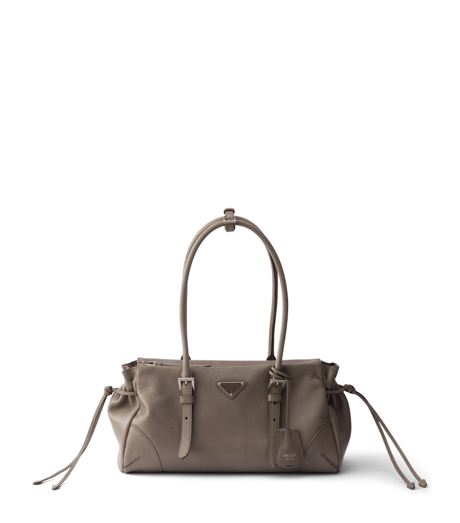Prada Medium Leather Bonnie Top-Handle Bag Grey Image 1
