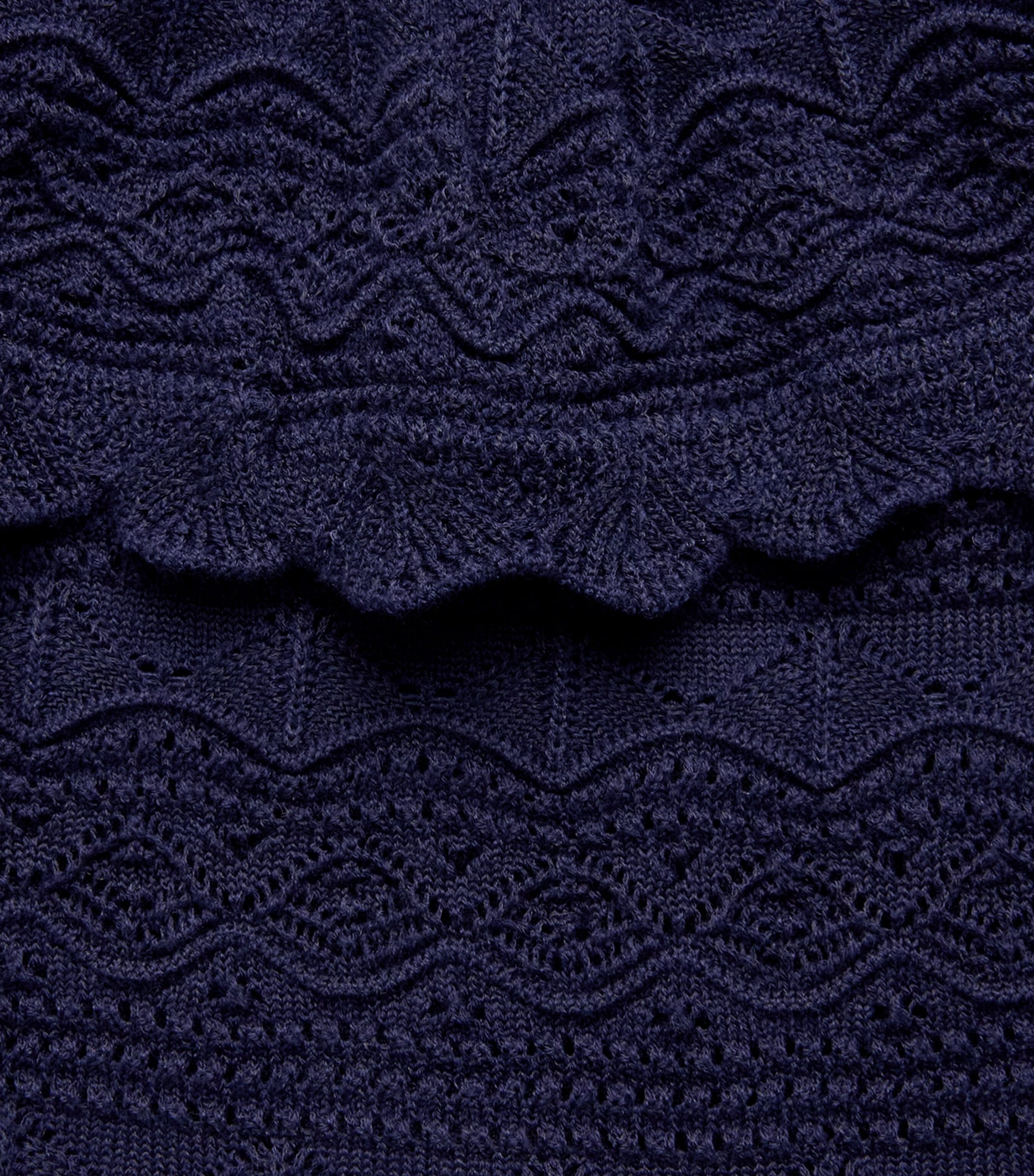 Self-Portrait Womens Knitted Pointelle Mini Dress Navy Image 6