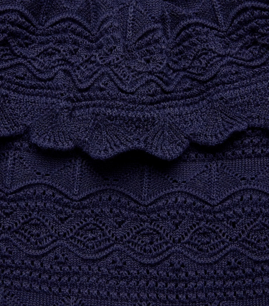 Self-Portrait Womens Knitted Pointelle Mini Dress Navy Image 6