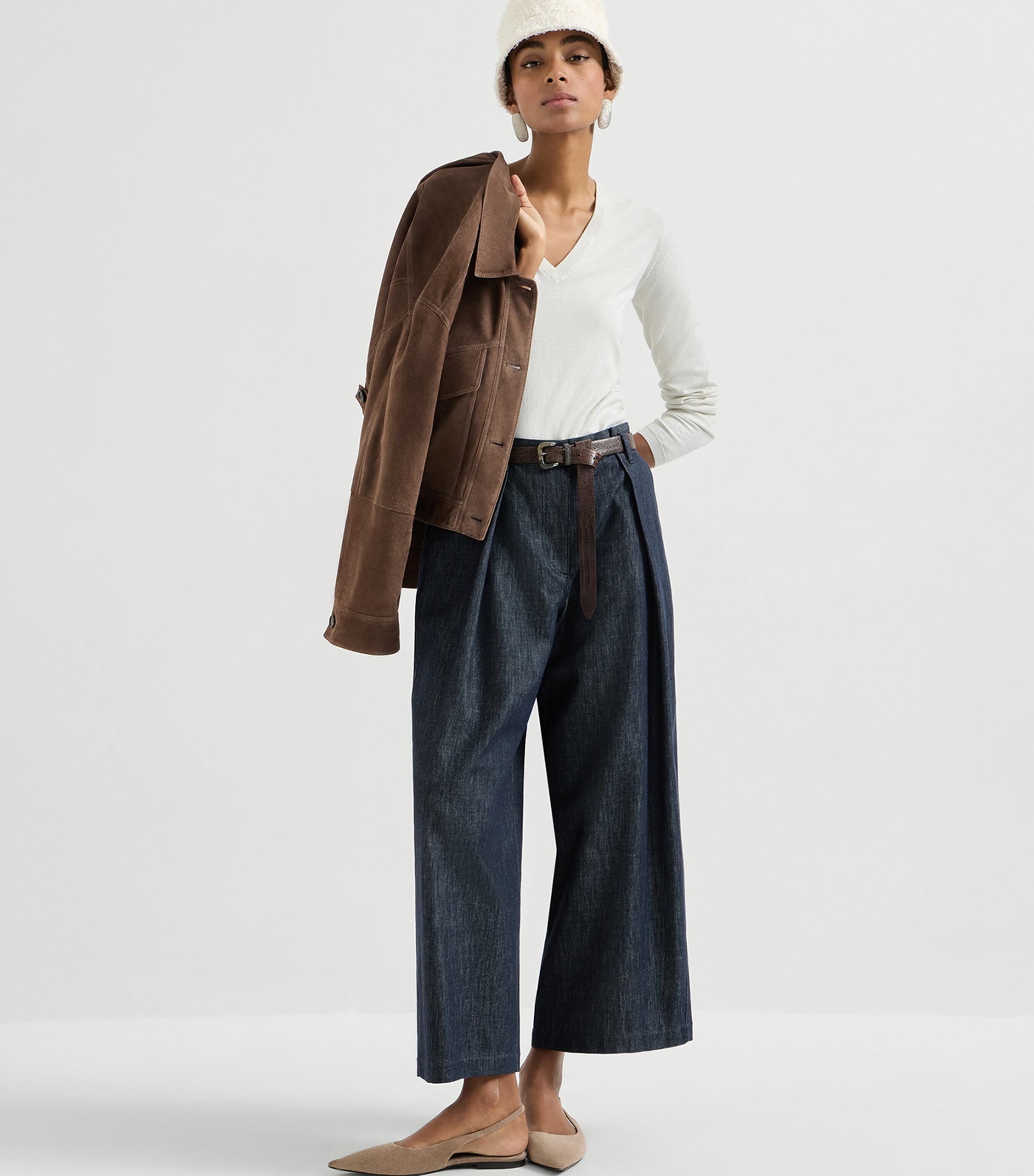 Brunello Cucinelli Womens Cashmere-Silk-Blend V-Neck Sweater Image 3