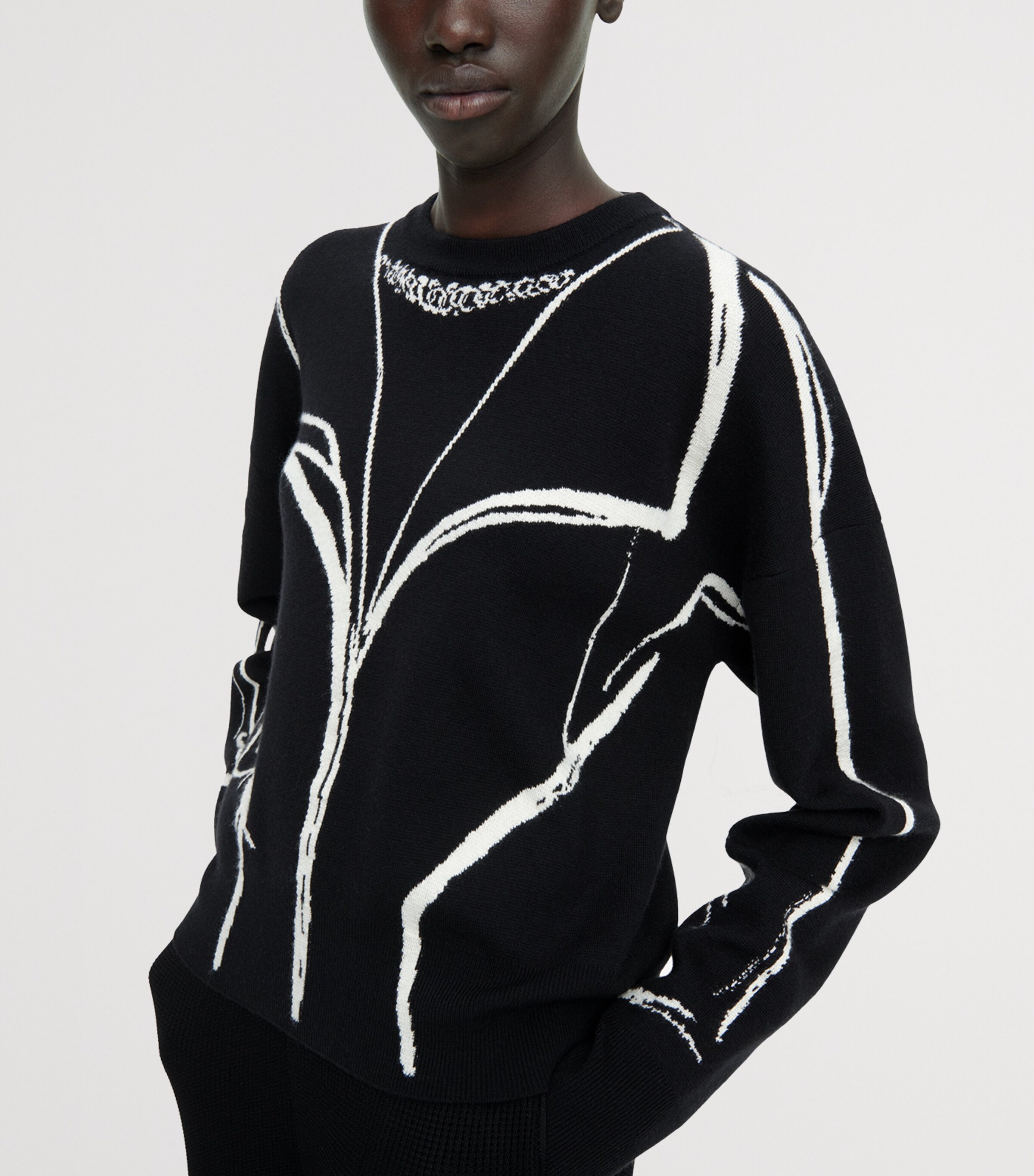 Schiaparelli Womens Cashmere-Wool-Silk Trompe L’Oeil Sweater Black Image 4
