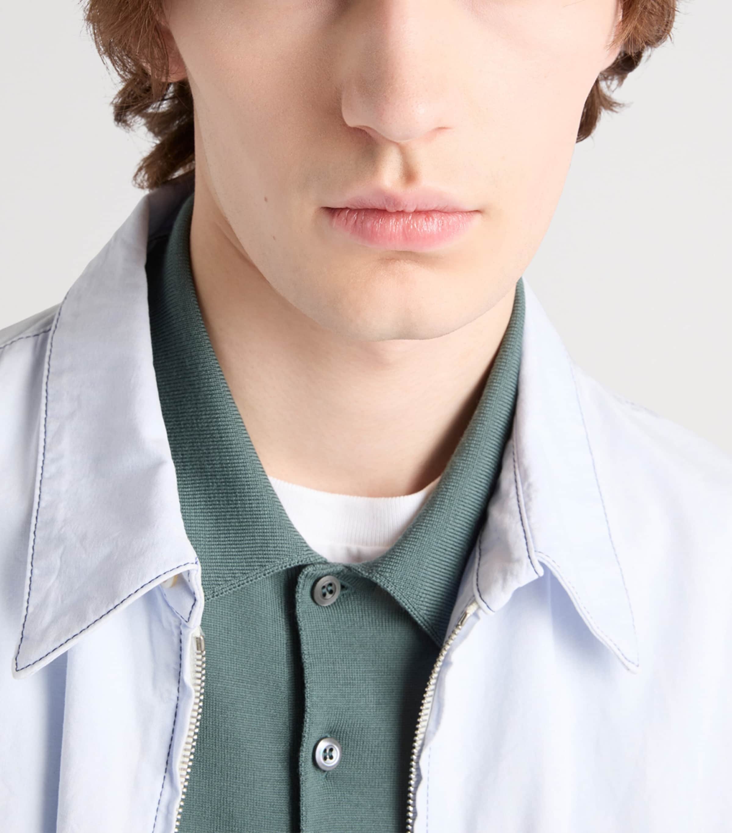 Prada Mens Wool Logo Polo Shirt Green Image 3