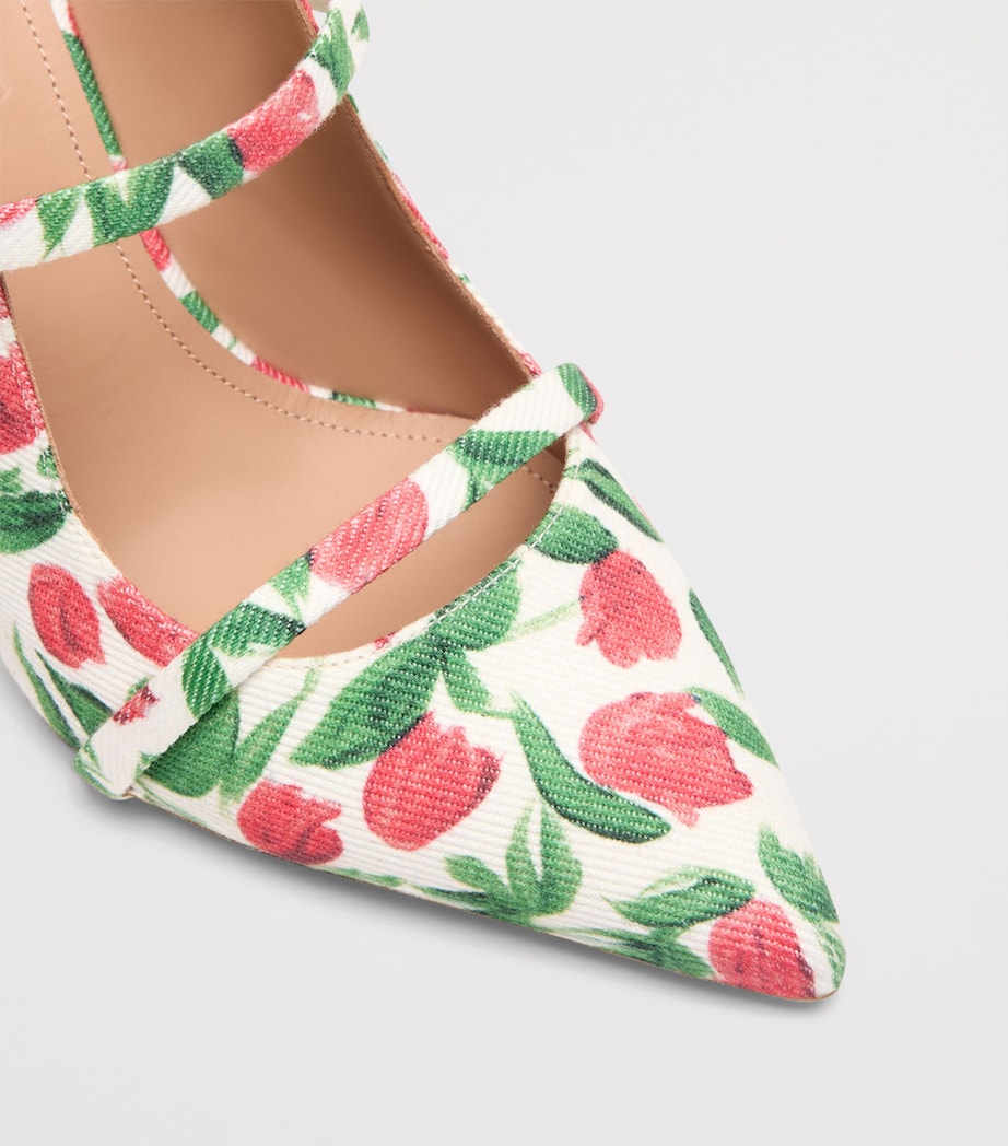 Malone Souliers Canvas Tulip Print Maureen Heeled Mules 85 Red Image 5
