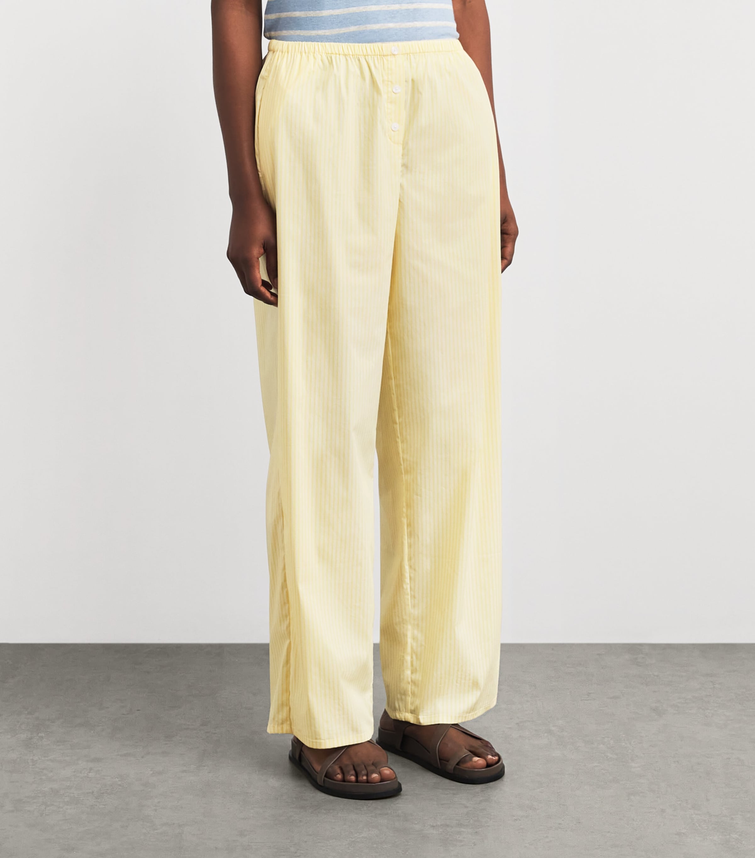 Good American Womens Lace-Trim Wide-Leg Trousers Brbs Bttrbeam Stripe Image 4