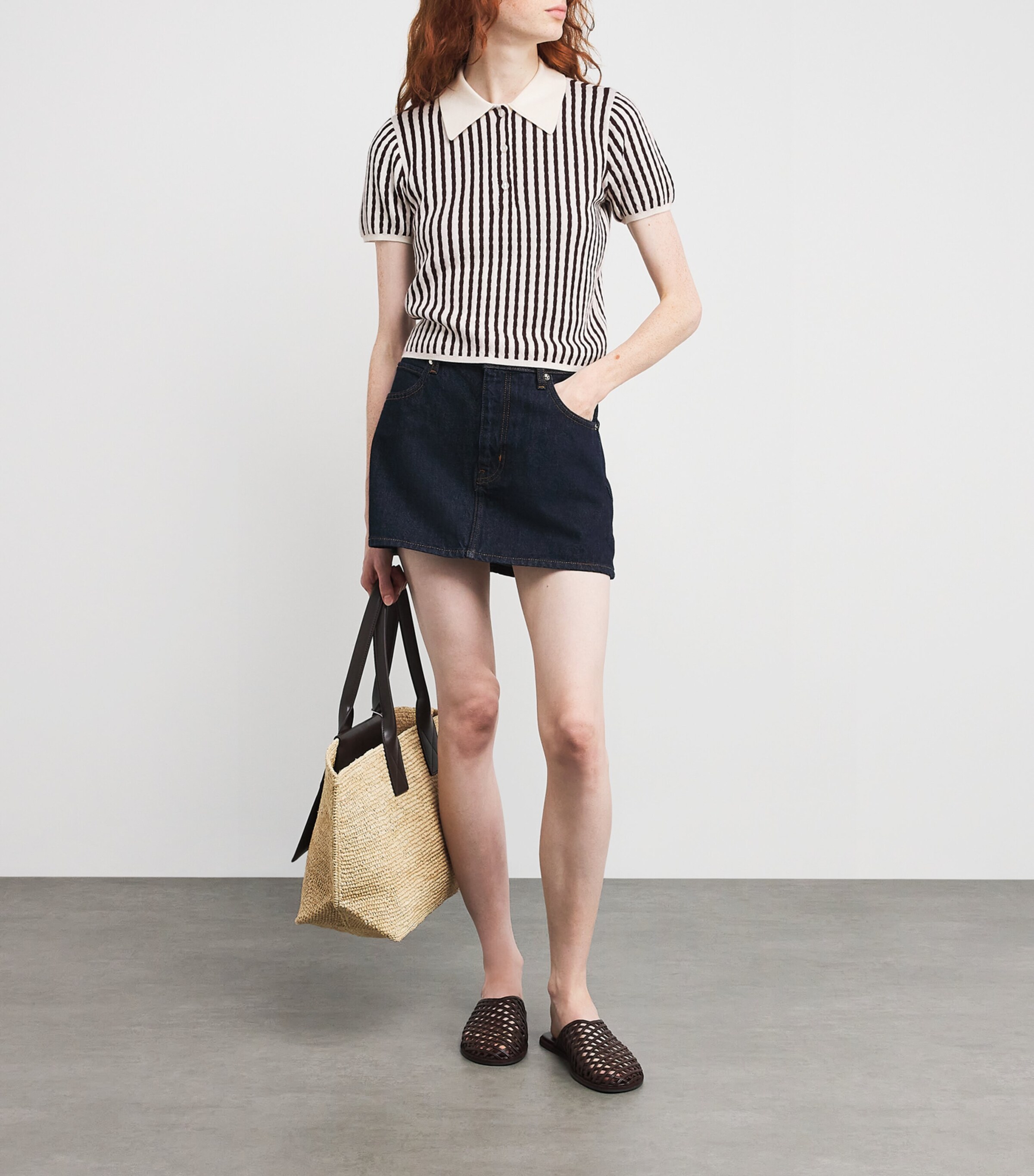 Cashmere-Silk Stripe The Cable Polo Shirt BURGUNDY MULTI Image 2