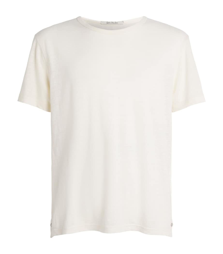 GOD'S TRUE CASHMERE Mens Linen Signature T-Shirt Moonstone Image 1