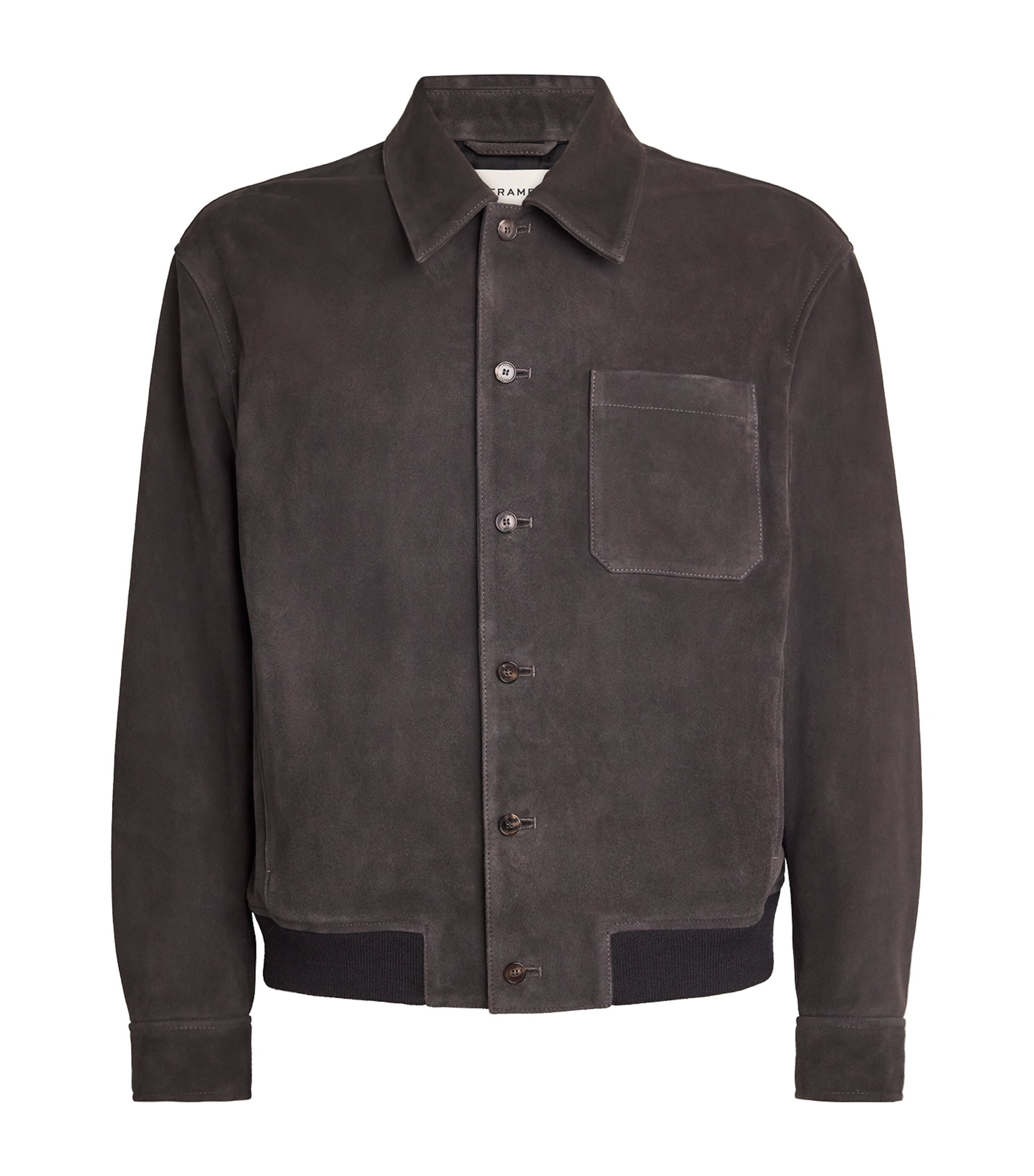 Frame Suede Bomber Jacket In Gray