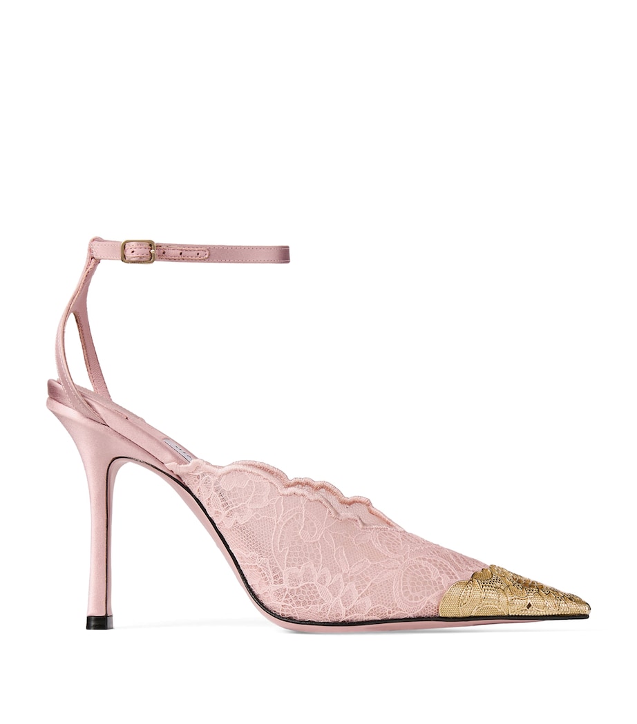 Jimmy Choo Faiz 100 Lace Heeled Pumps Rose/light Gold Image 1