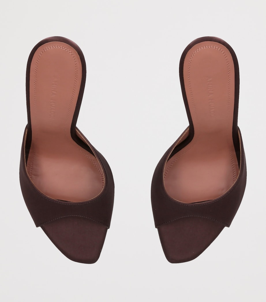 Amina Muaddi Satin Alexa Heeled Mules 105 Dark Brown Image 3