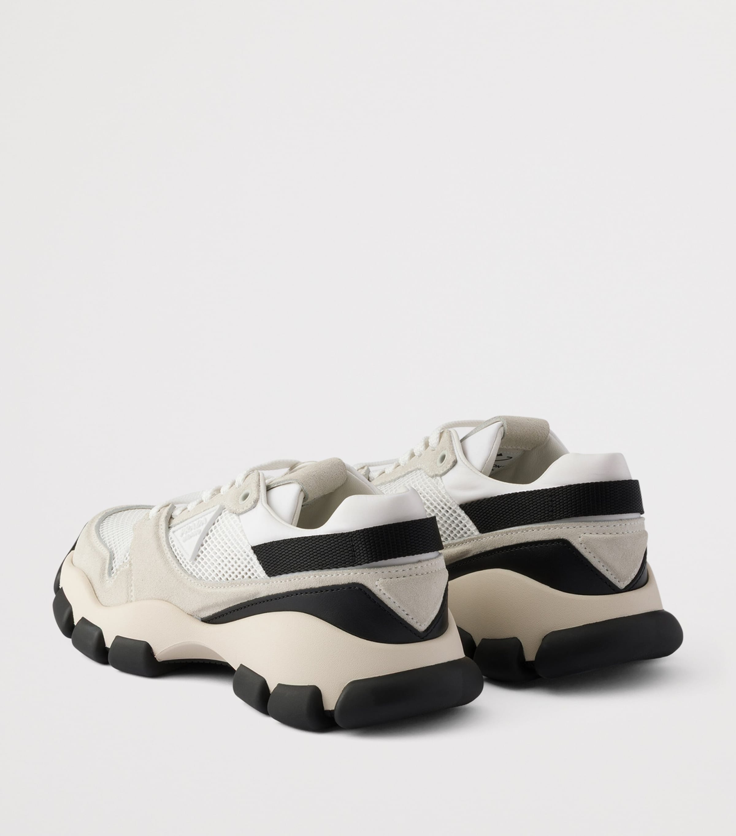 Prada Mesh Fabric and Suede Sneakers White Image 4