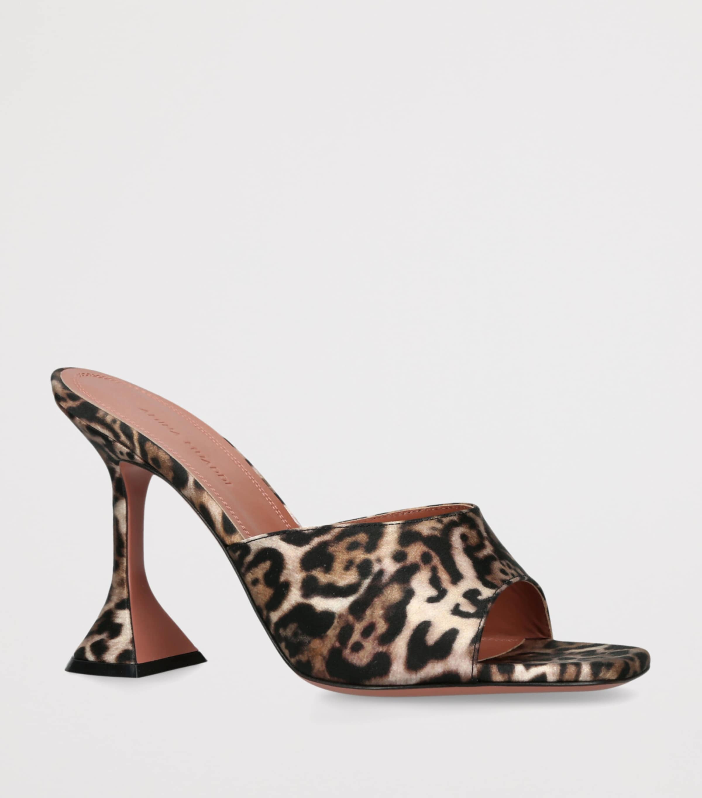 Amina Muaddi Satin Leopard Print Lupita Mules 95 Dk.brn Com Image 3
