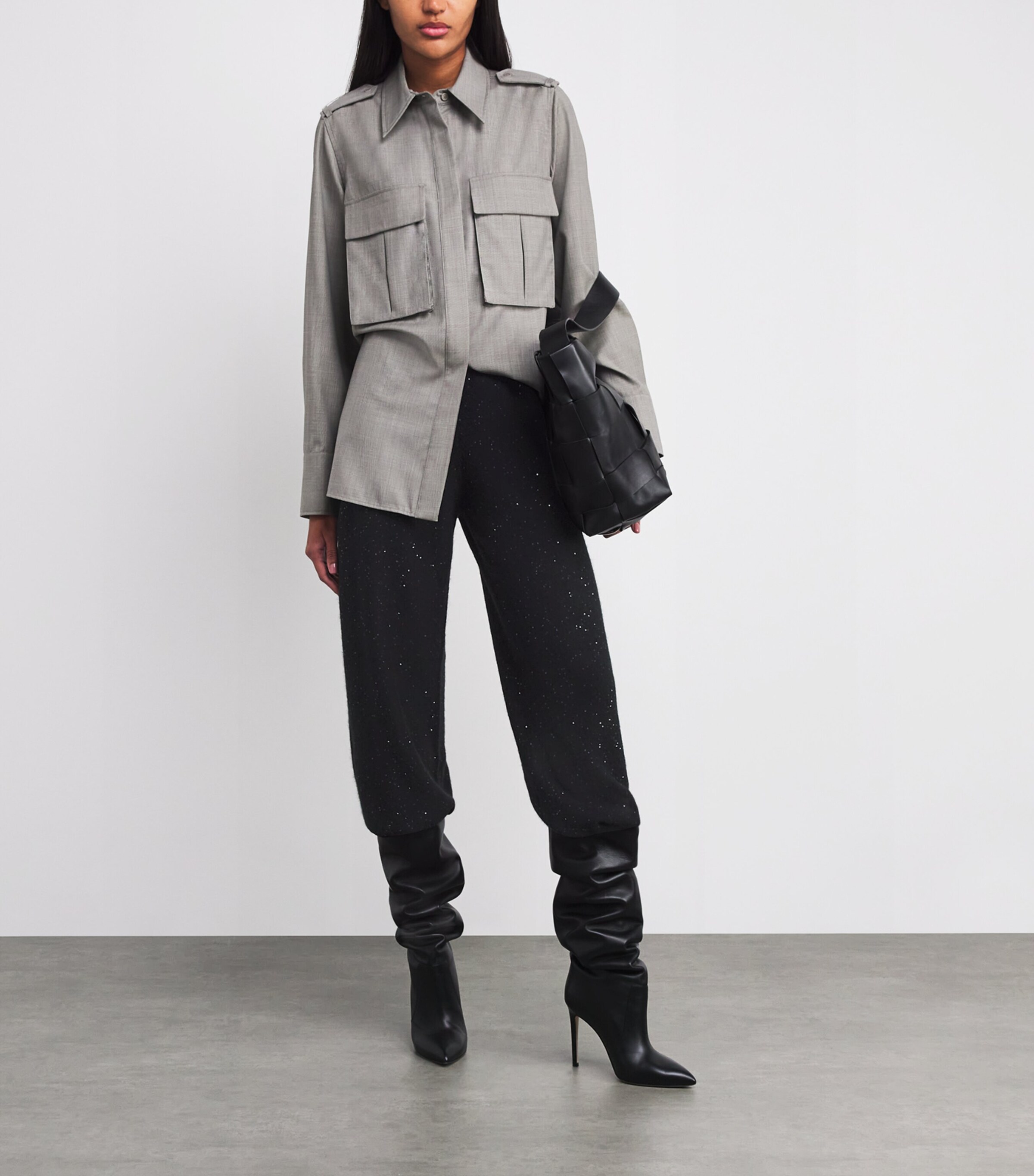 Wool-Silk-Blend Sequin Trousers 825 NERO Image 2