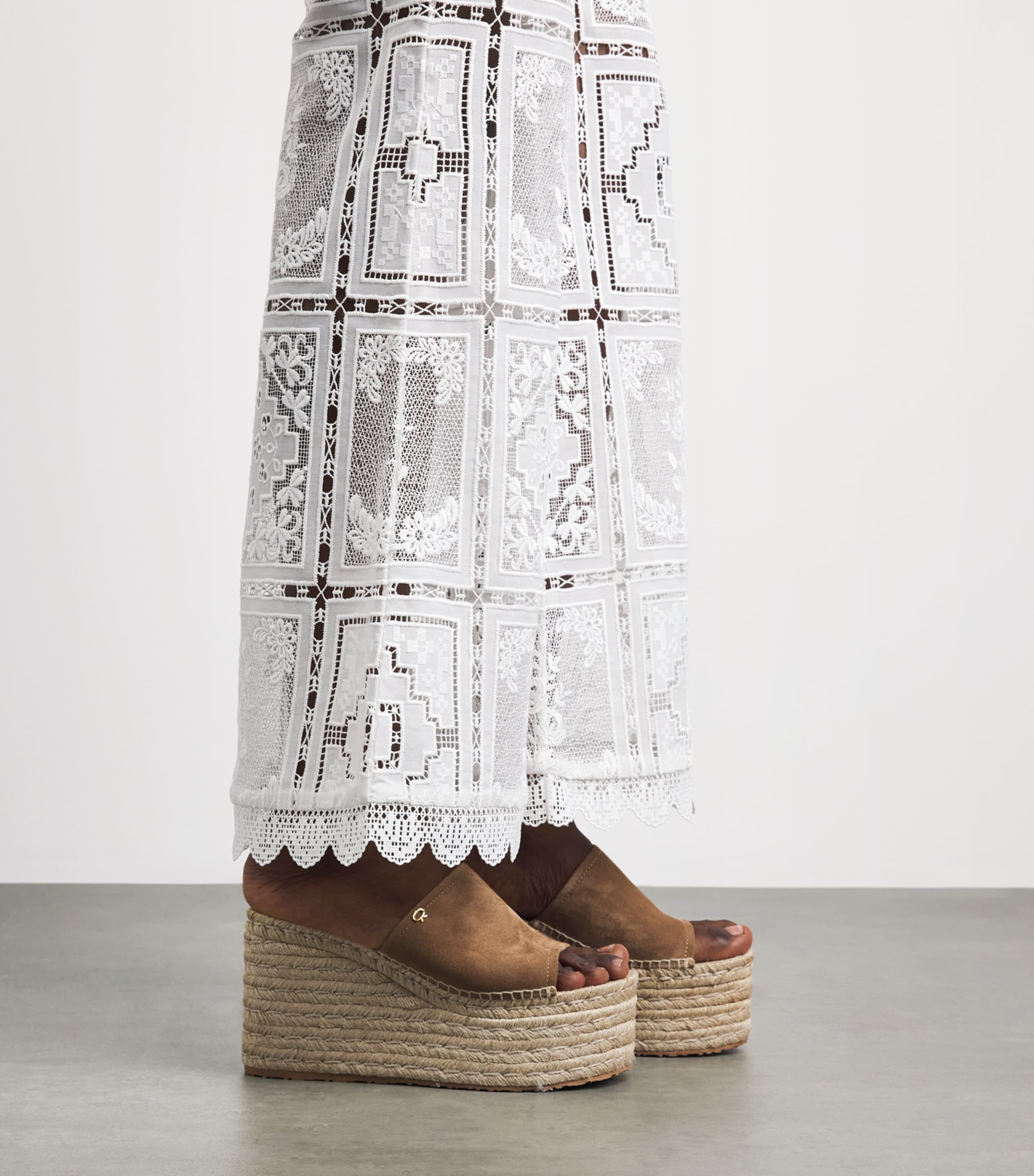 Zimmermann Womens Embroidered Aster Flared Trousers Ivo Ivory Image 3