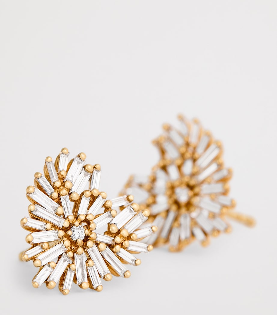Yellow Gold and Diamond Heart Stud Earrings 18K YG/WD Image 5