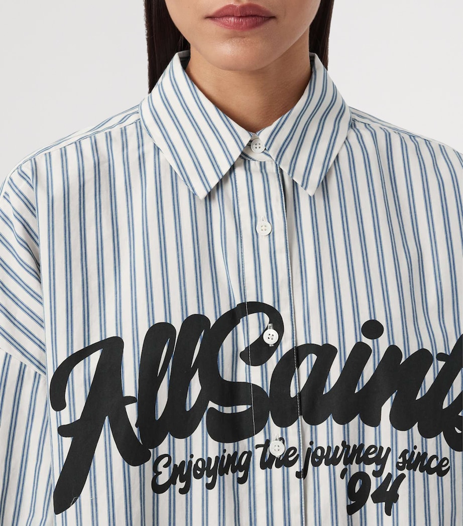 AllSaints Womens Organic Cotton Adrianne Shirt Blue/white Image 7