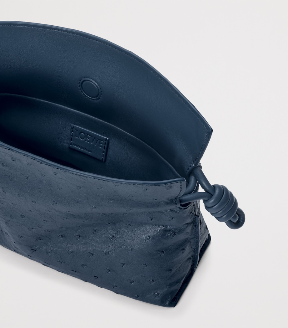 LOEWE Mini Ostrich Leather Flamenco Clutch Bag Deep Navy Image 5