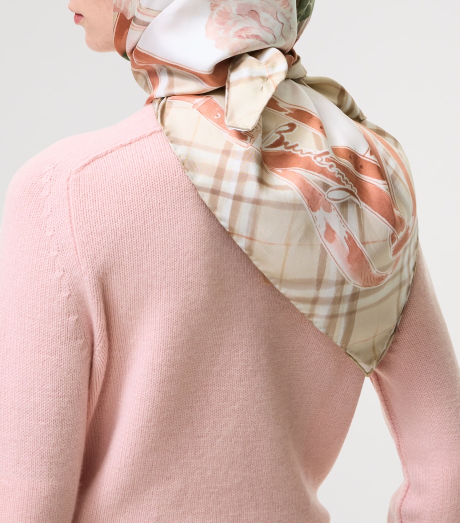 Burberry Silk Rose Check Scarf Honey Beige Image 4