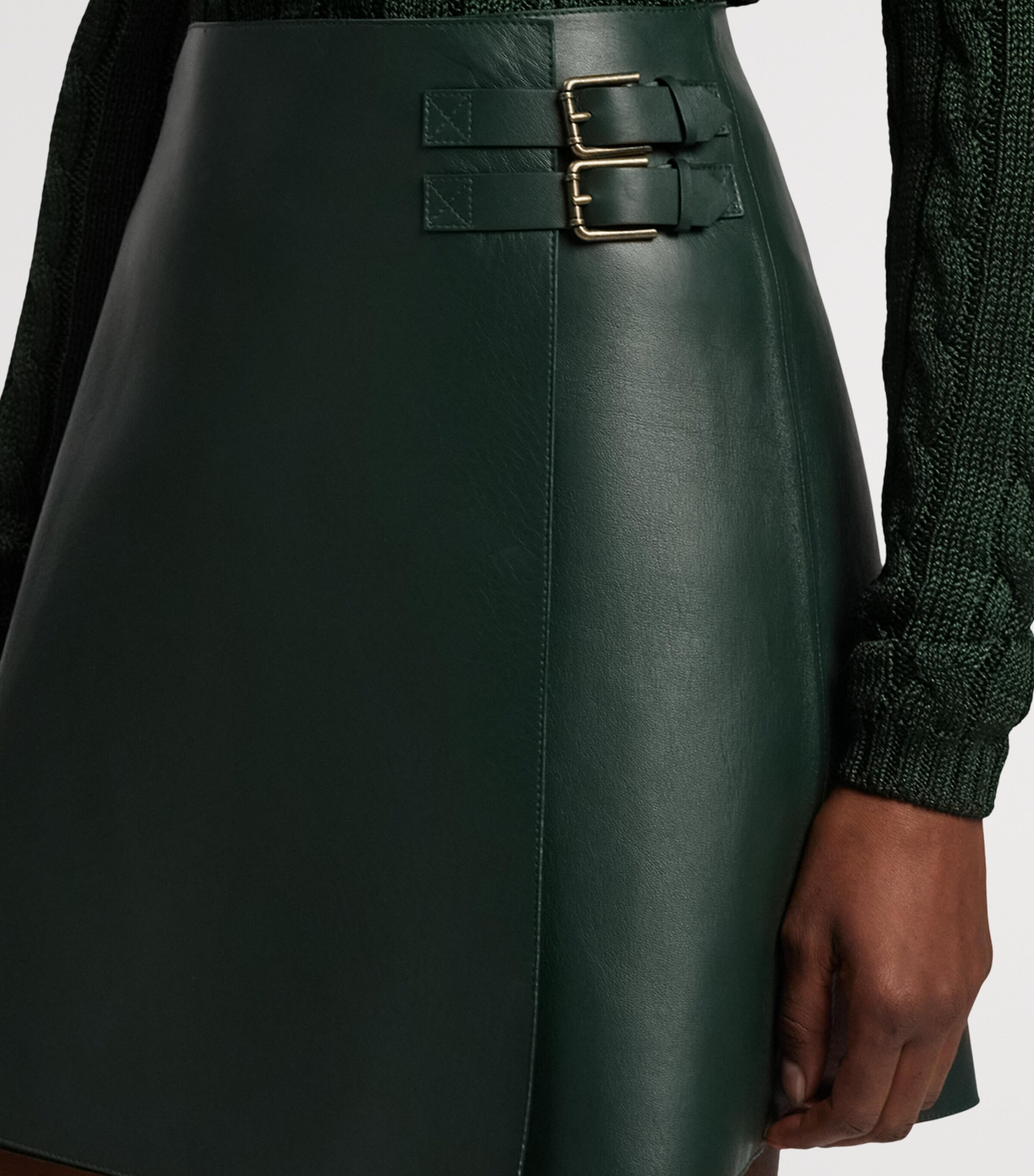 Lambskin Kyler Mini Skirt DARK RACING GREEN Image 10