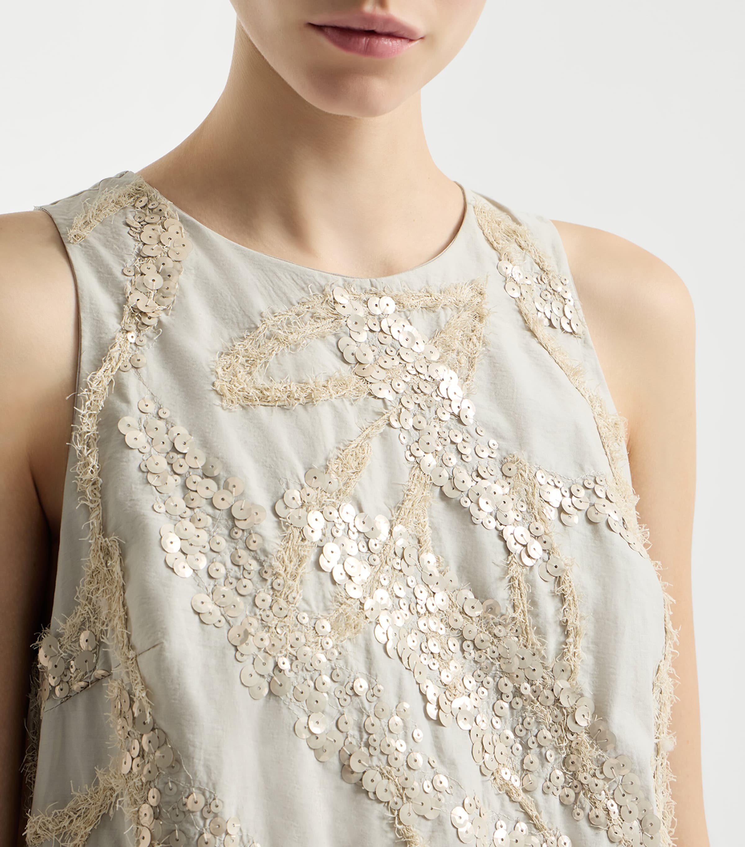 Brunello Cucinelli Womens Cotton-Blend Embroidered Mini Dress Image 6