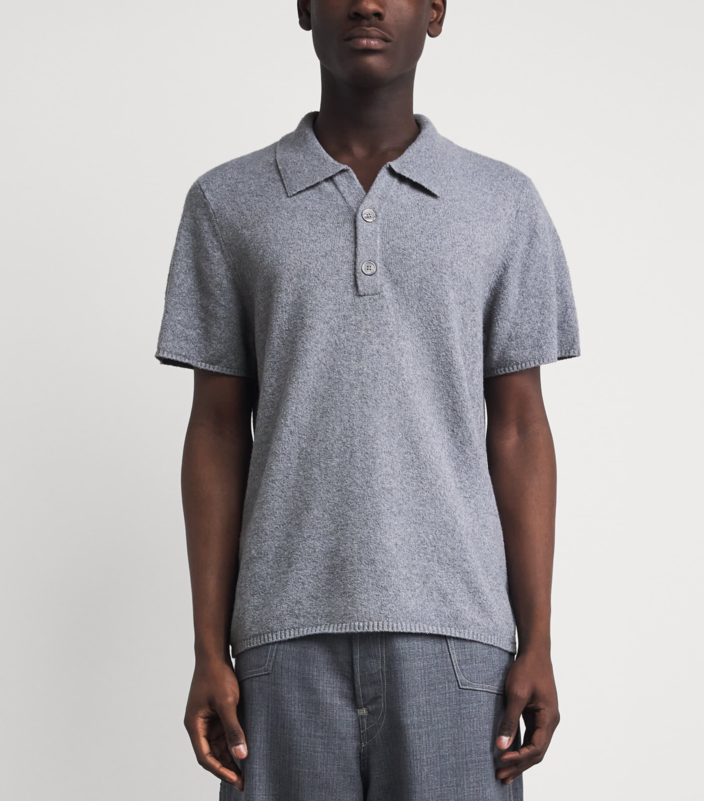 Won Hundred Mens Knitted Jonas Polo Shirt Bluish Grey Image 4