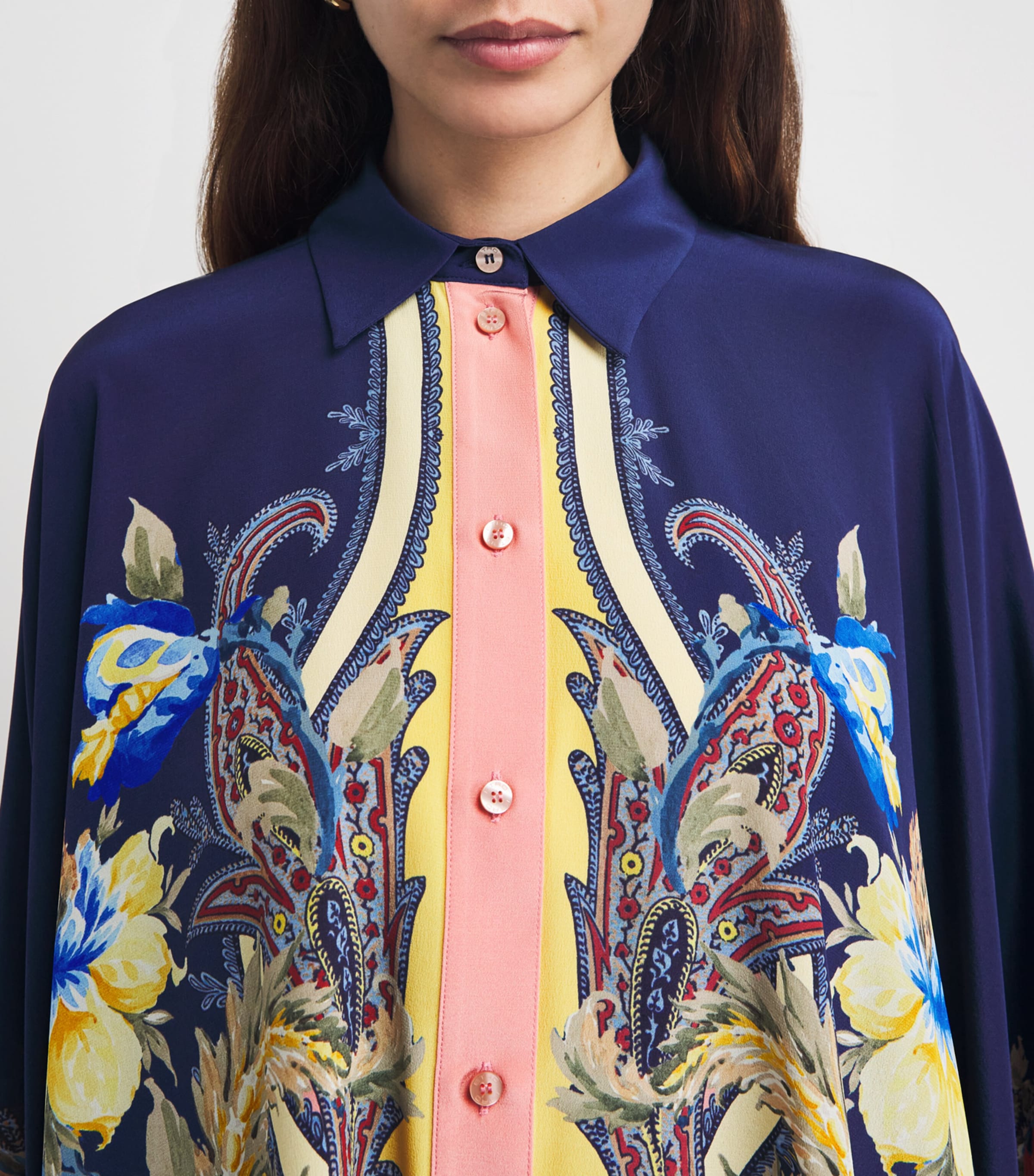 Etro Multi Silk Floral Asymmetric Shirt | Harrods US