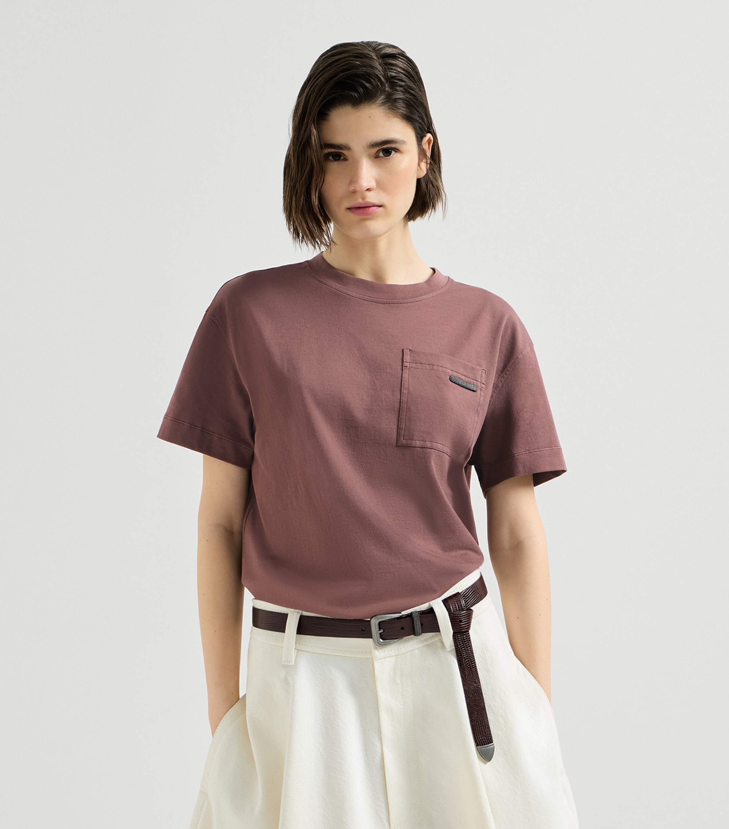 Brunello Cucinelli Womens Cotton Patch Pocket T-Shirt Image 3