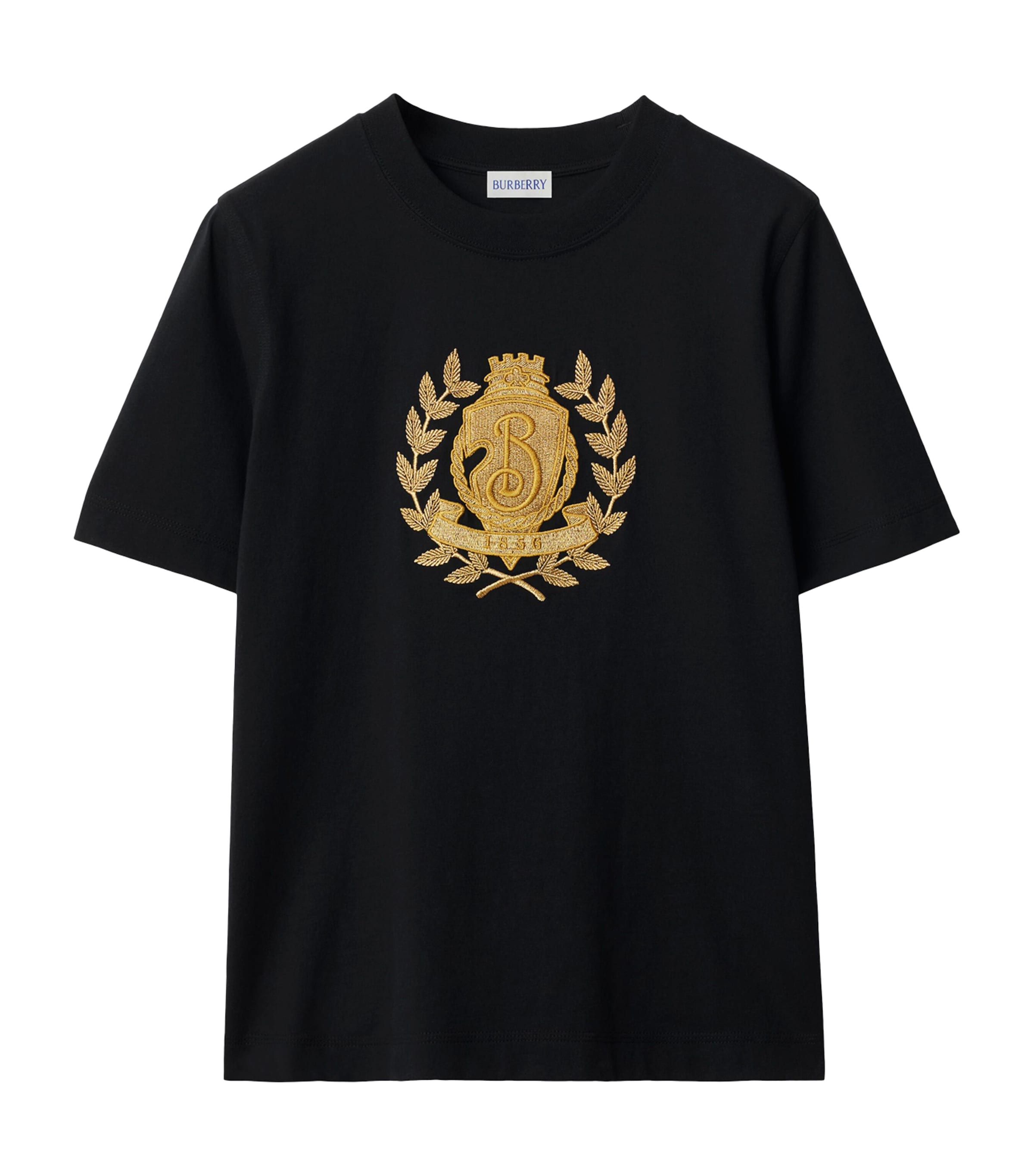 Burberry Embroidered Crest T-shirt In Black