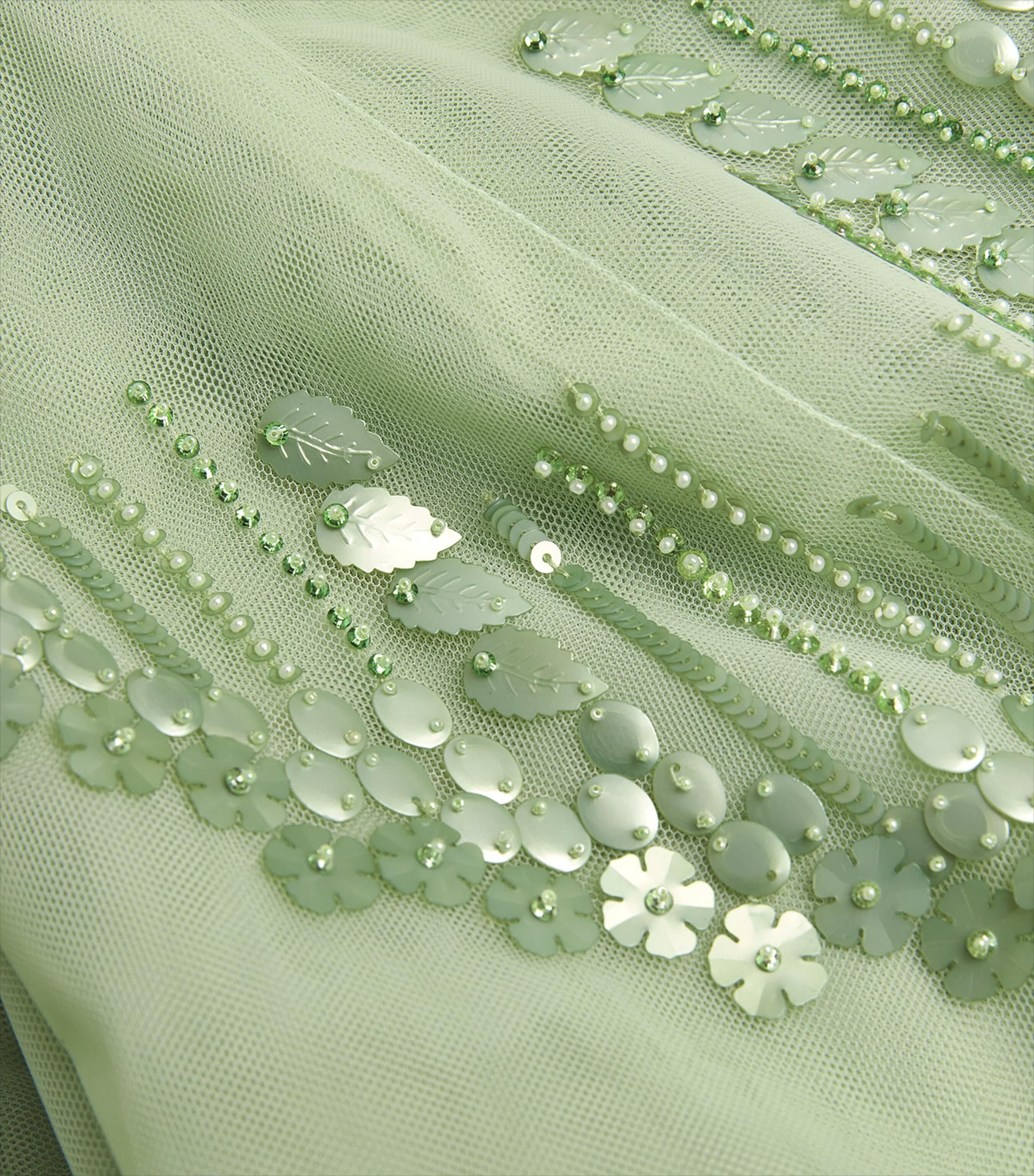 pamella roland green dress Pamella Roland Breaded Emerald Evening Gown