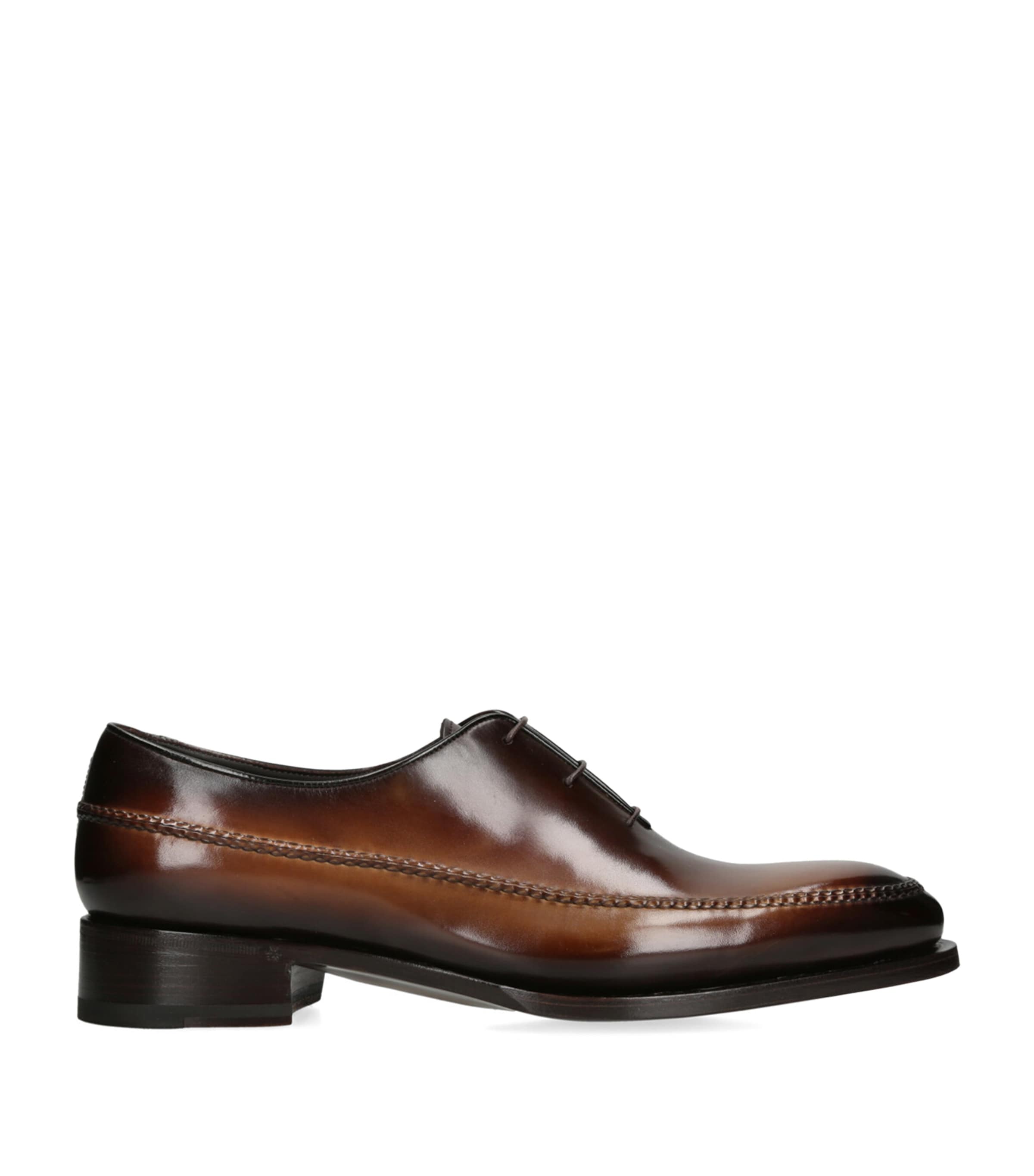 Santoni Leather Stitched Oxford Shoes