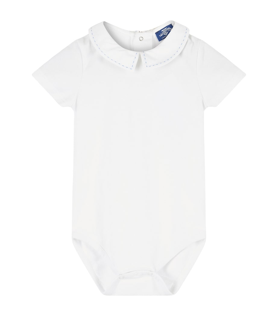 Trotters Monty Bodysuit (3-24 Months) White/pale Blue Image 1