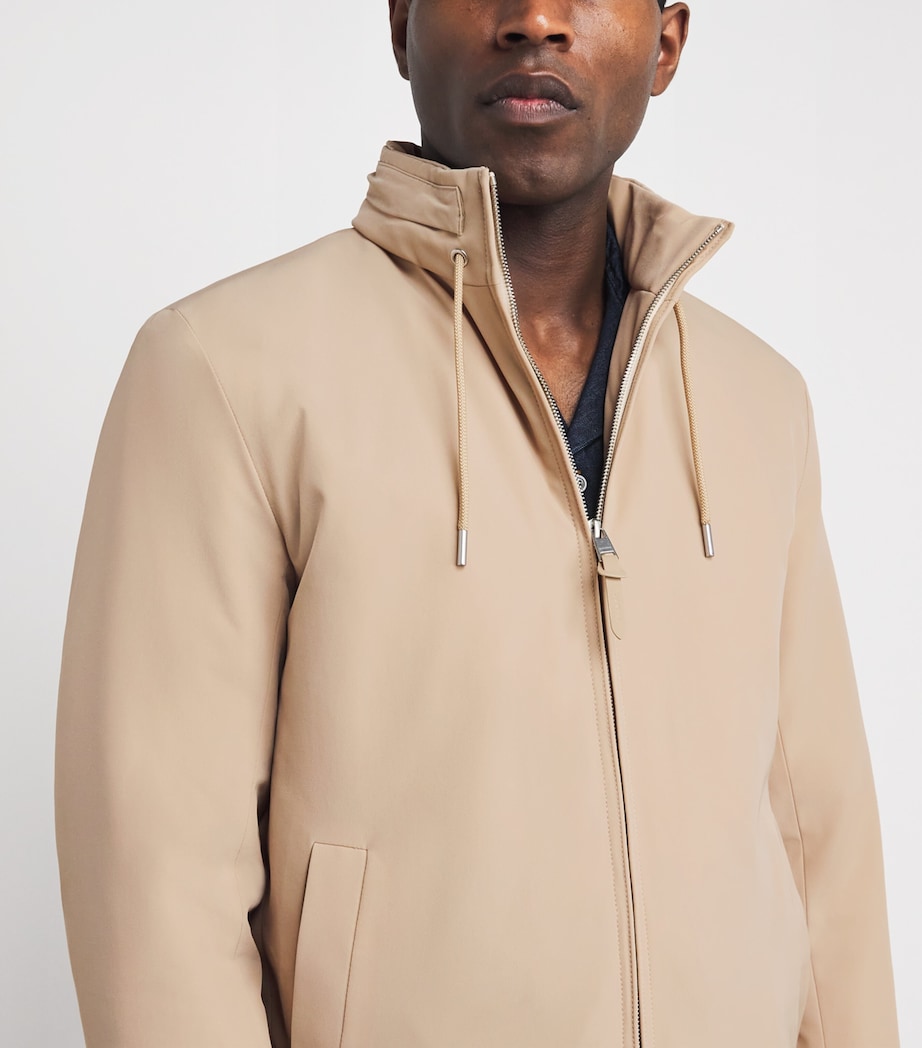 Sandro Paris Mens Hooded Quilted Zip-Up Jacket Sand Image 3