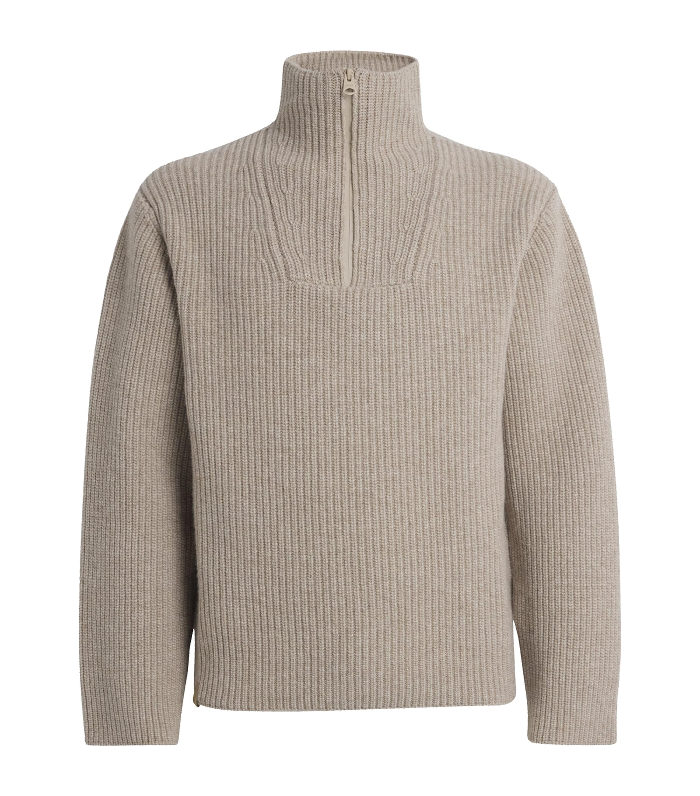 Mackage Wool Mario Quarter-zip Sweater In Neutral