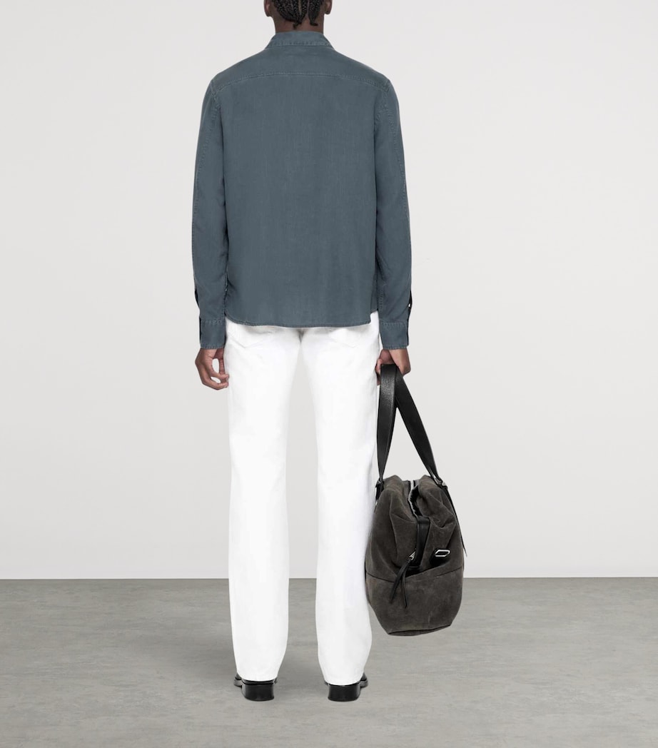 AllSaints Mens Relaxed Bond Shirt Slate Blue Image 7