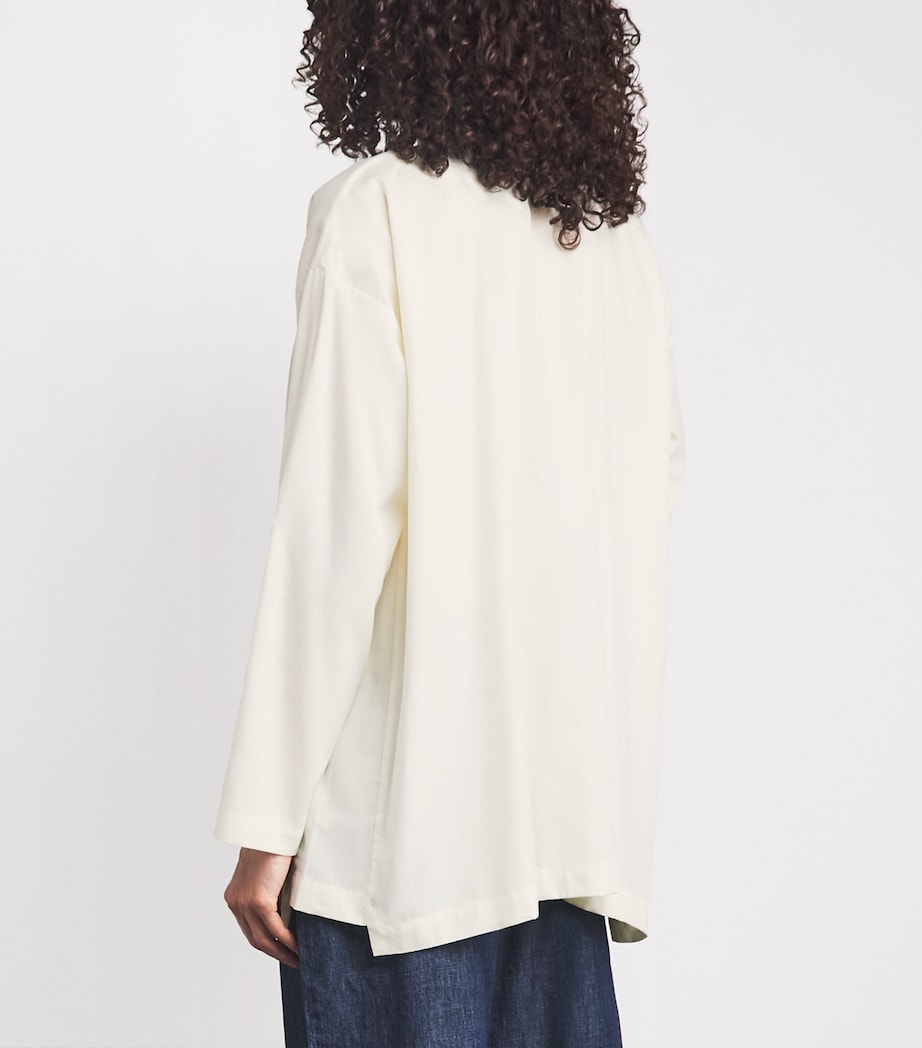 Eskandar Womens Brushed Double Stand-Collar Shirt Cream Image 5