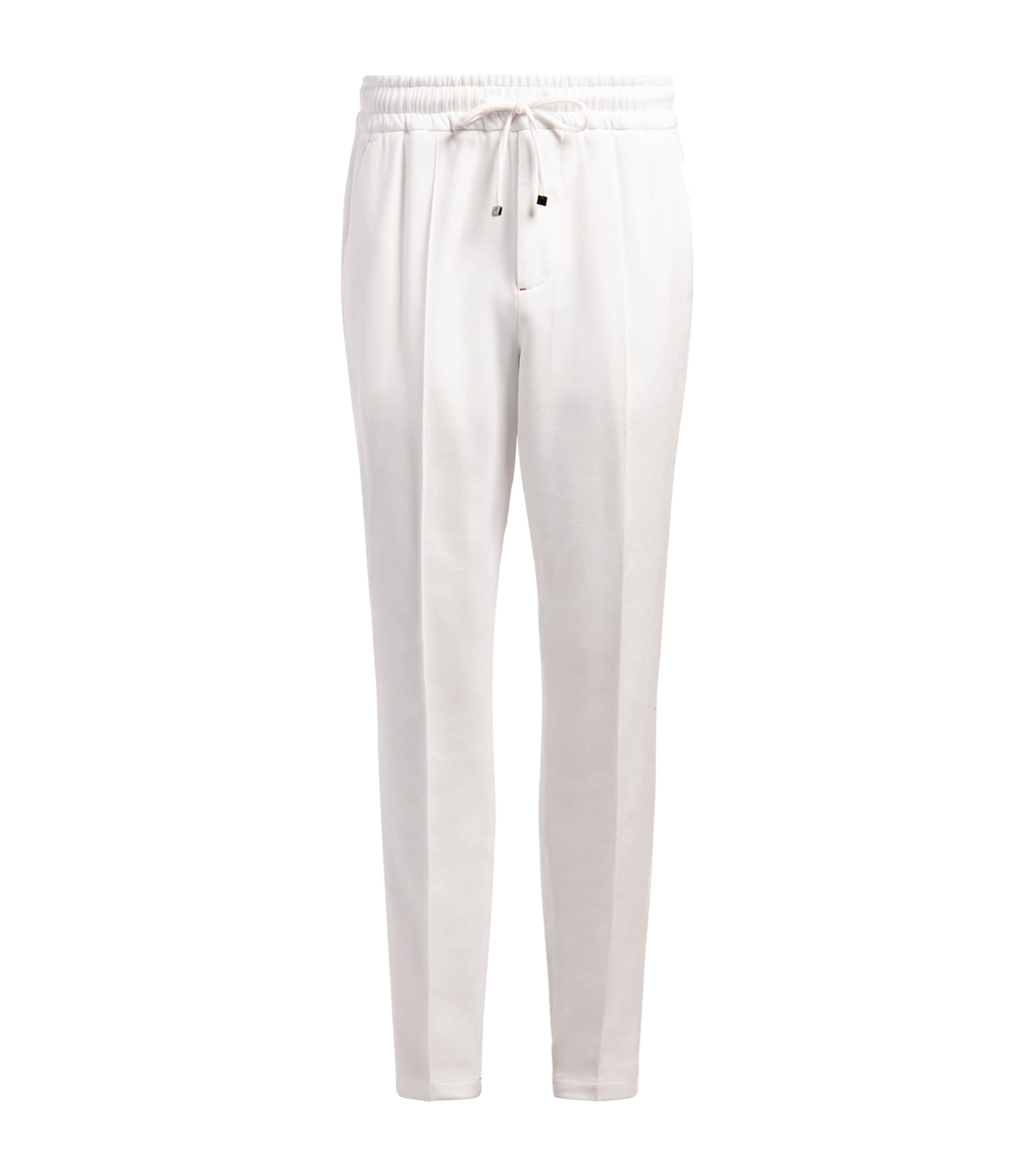 Isaia Drawstring Stretch Cotton Wide Leg Pants In White